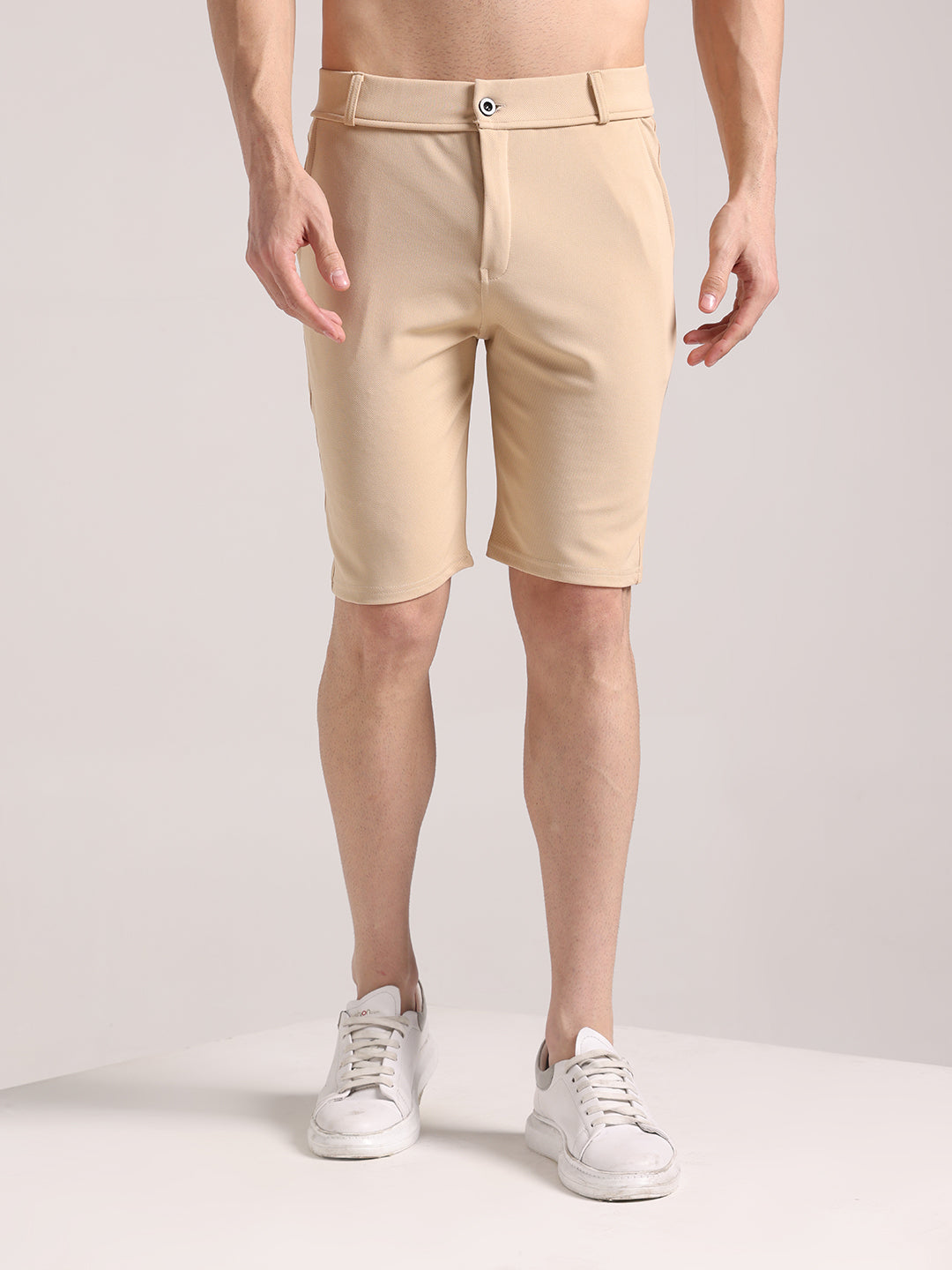 Men's Cream Lycra Chinos Shorts