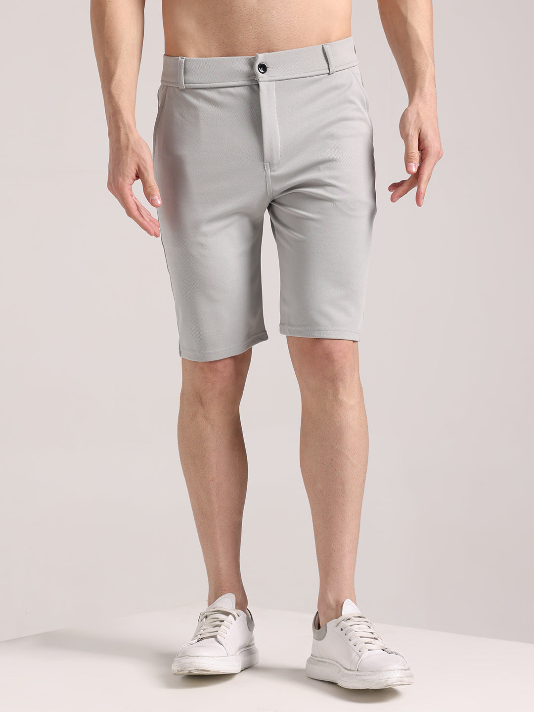 Men's Pale Grey Lycra Chinos Shorts