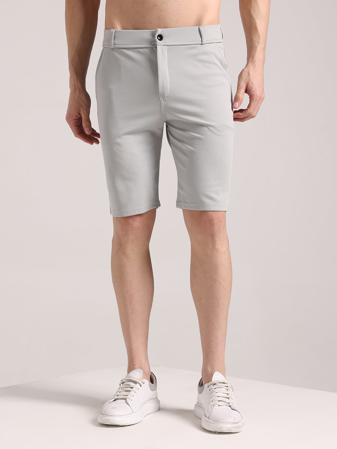 Men's Pale Grey Lycra Chinos Shorts