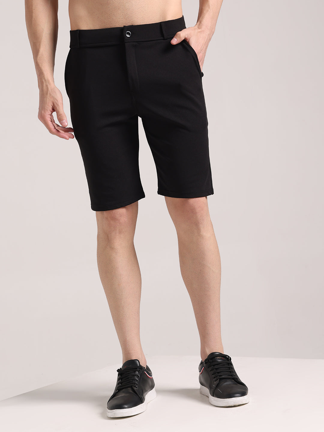 Men's Black Lycra Chinos Shorts