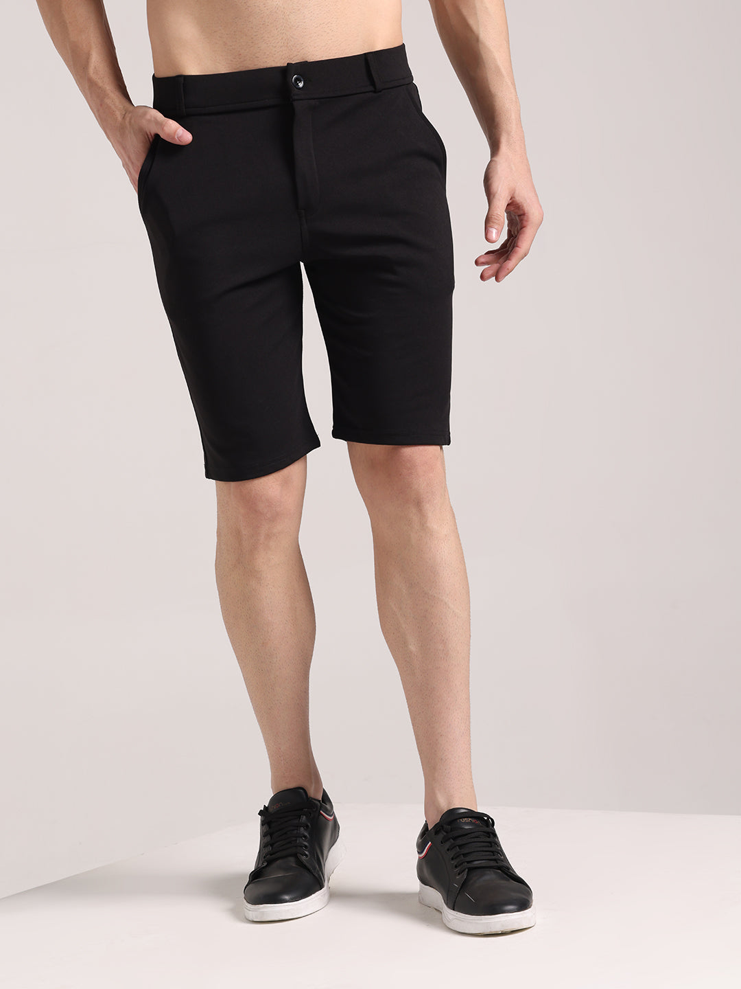 Men's Black Lycra Chinos Shorts