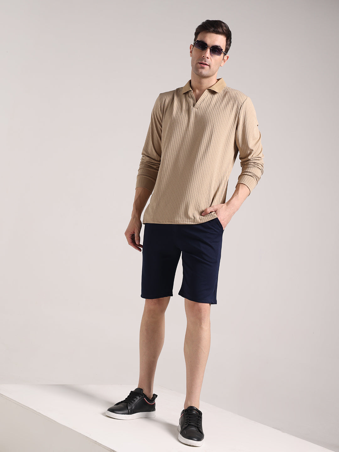 Men's Steel Blue Lycra Chinos Shorts