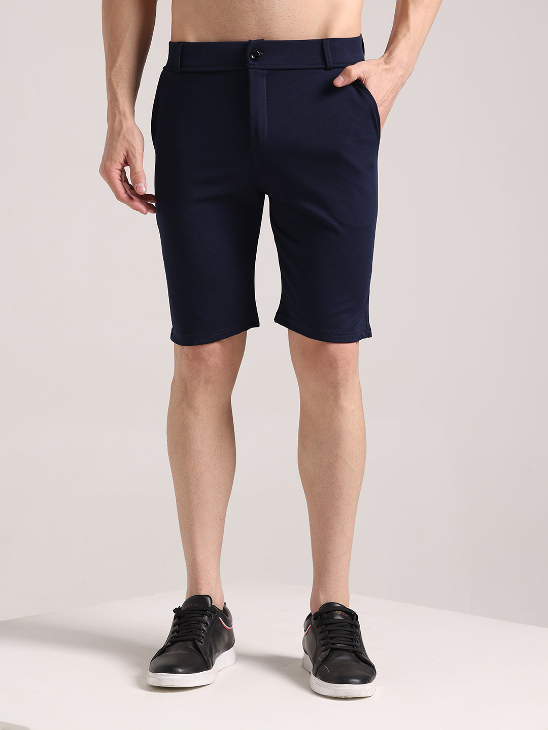 Men's Steel Blue Lycra Chinos Shorts