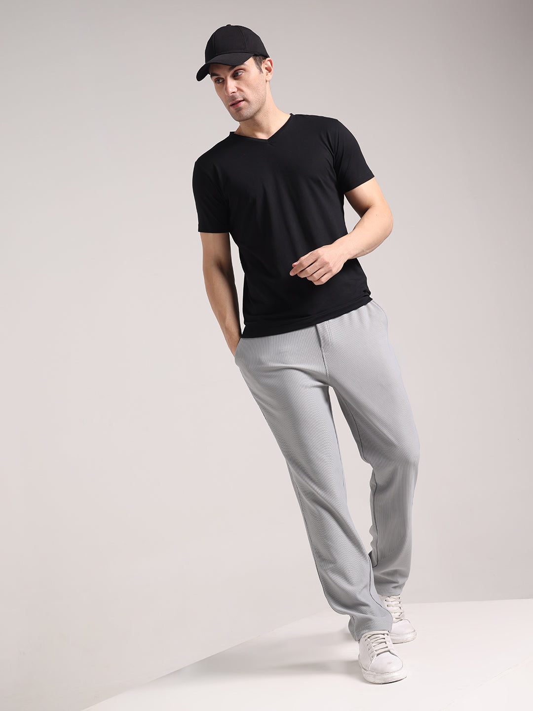 Men's Pale Grey Corduroy Track Pant