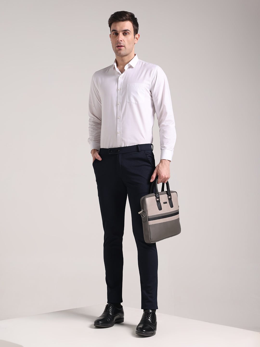 Men's Steel Blue Checks Soft Lycra Trousers