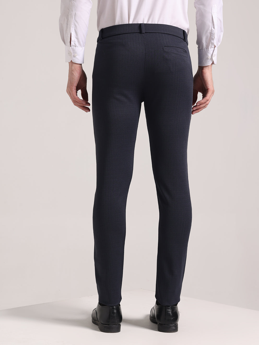 Men's Granite Grey Checks Soft Lycra Trousers