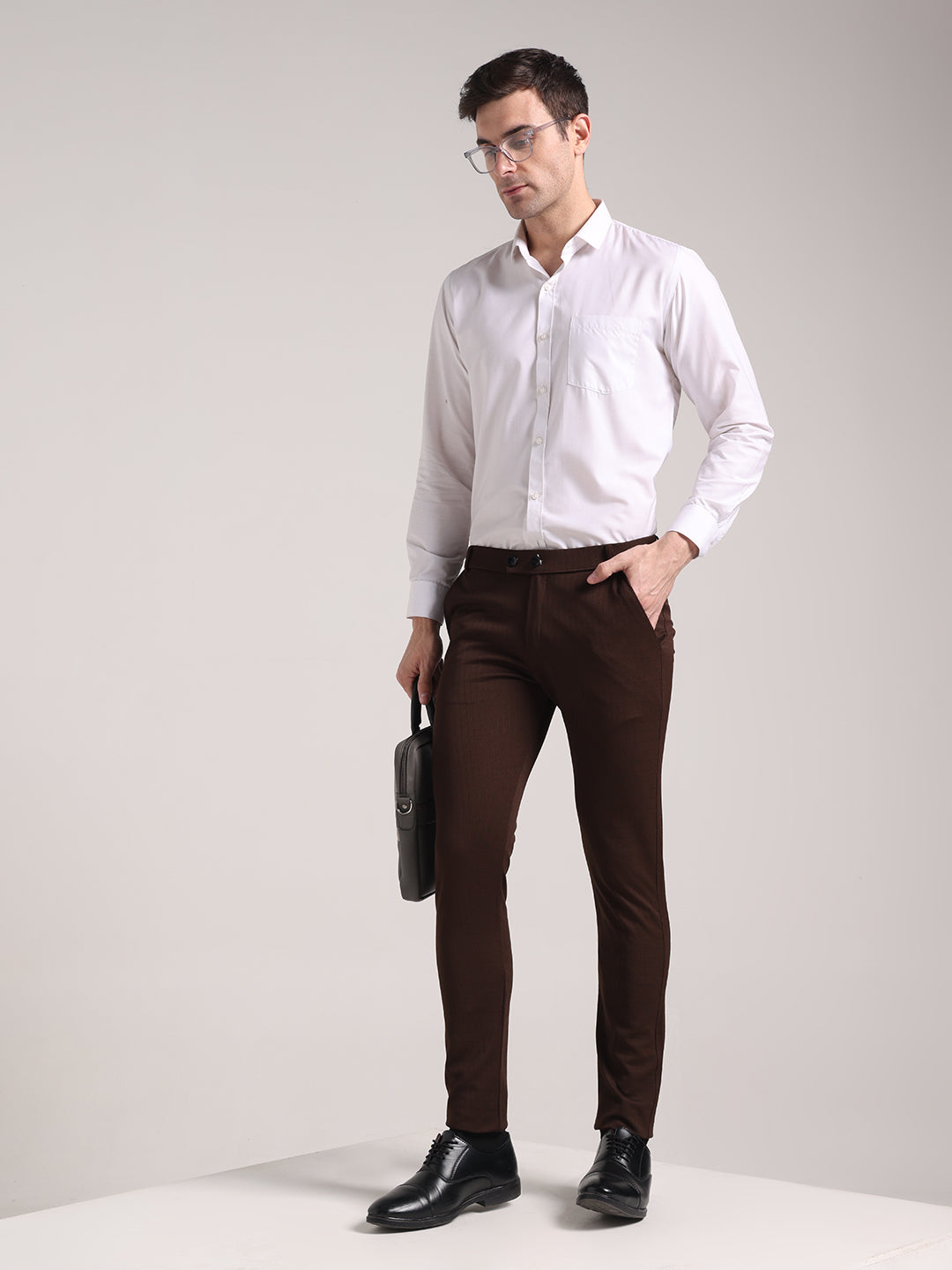 Men's Brown Checks Soft Lycra Trousers