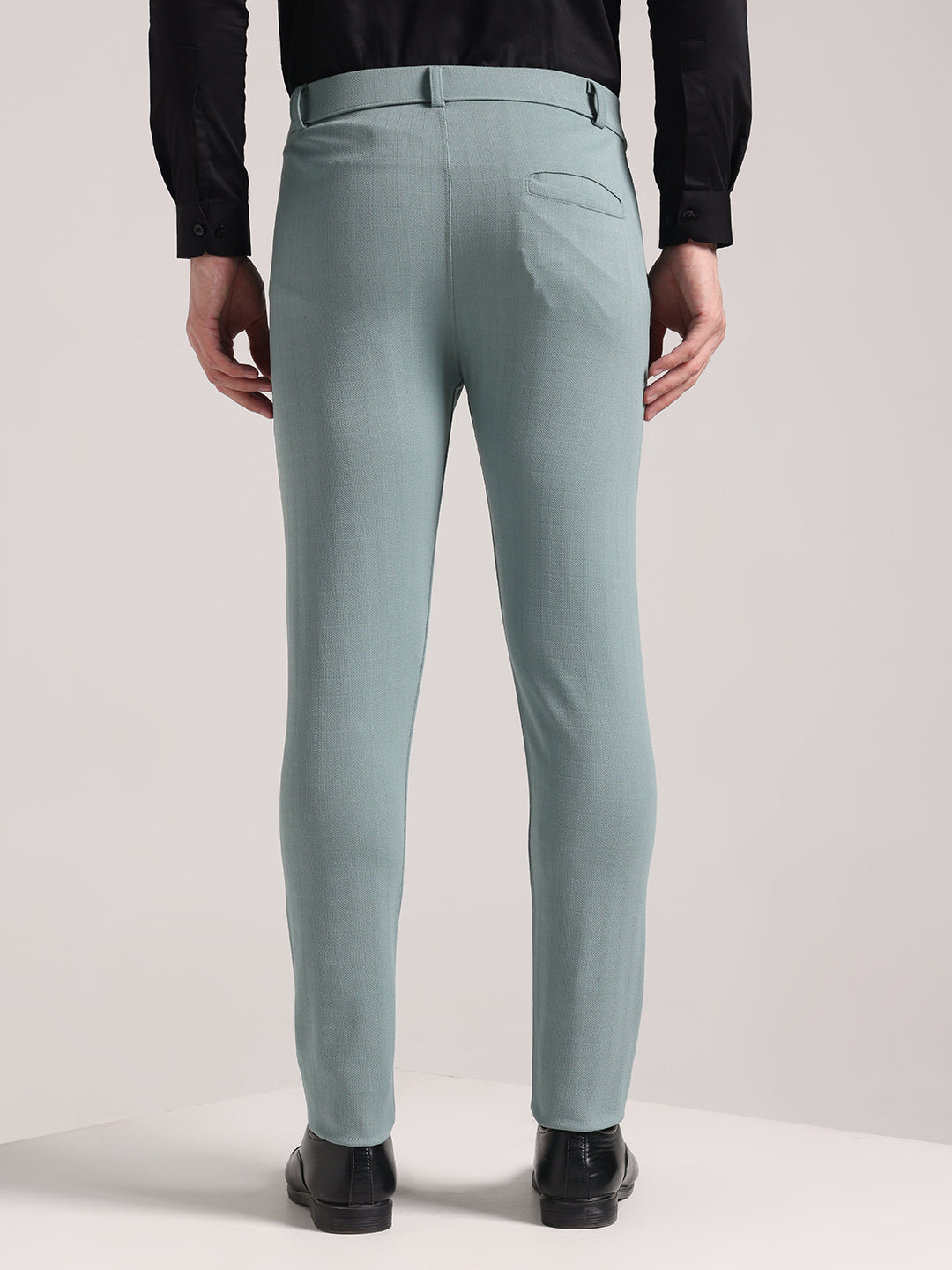 Men's Light Green Checks Soft Lycra Trousers