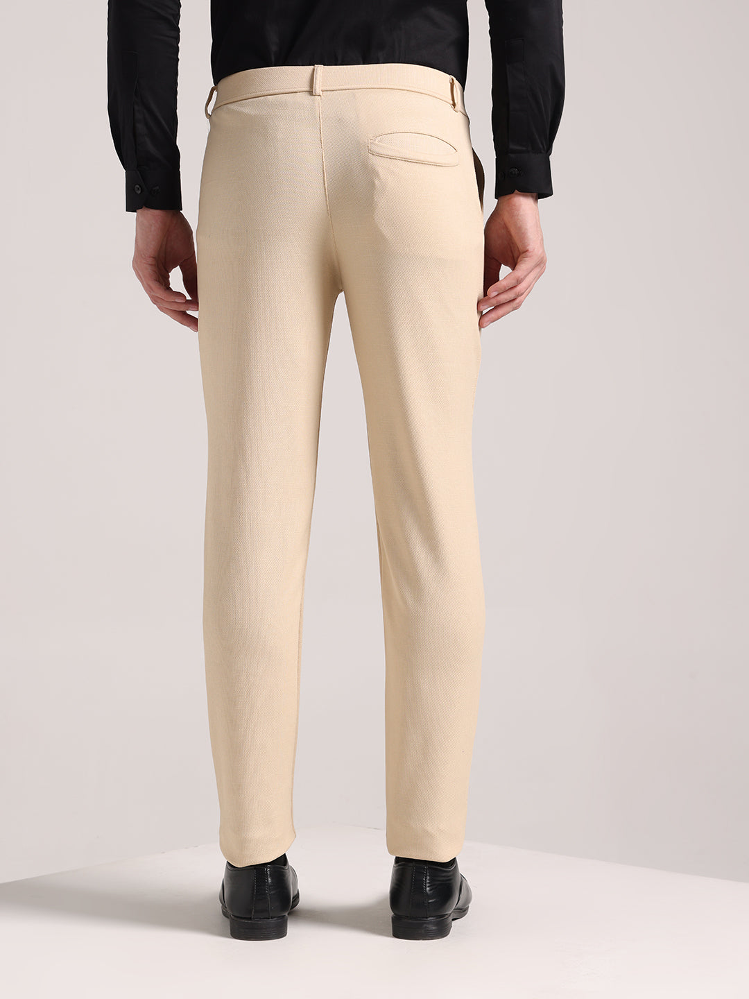 Men's Cream Soft Lycra Trouser