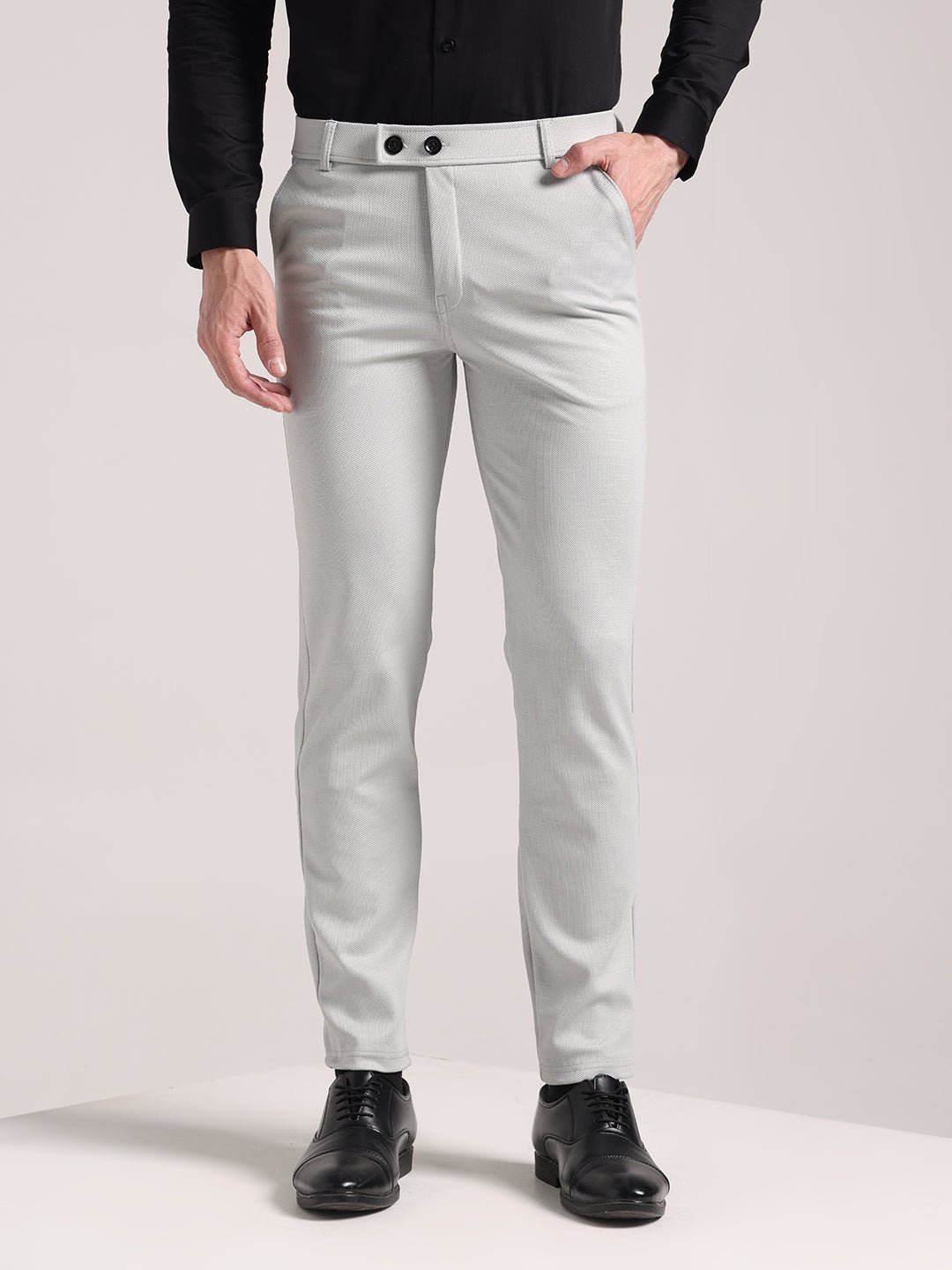 Men's Pale Grey Soft Lycra Trouser