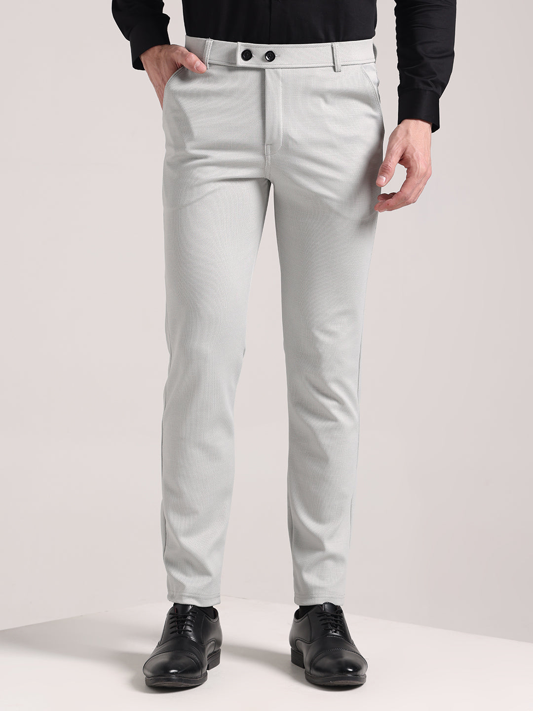Men's Pale Grey Soft Lycra Trouser