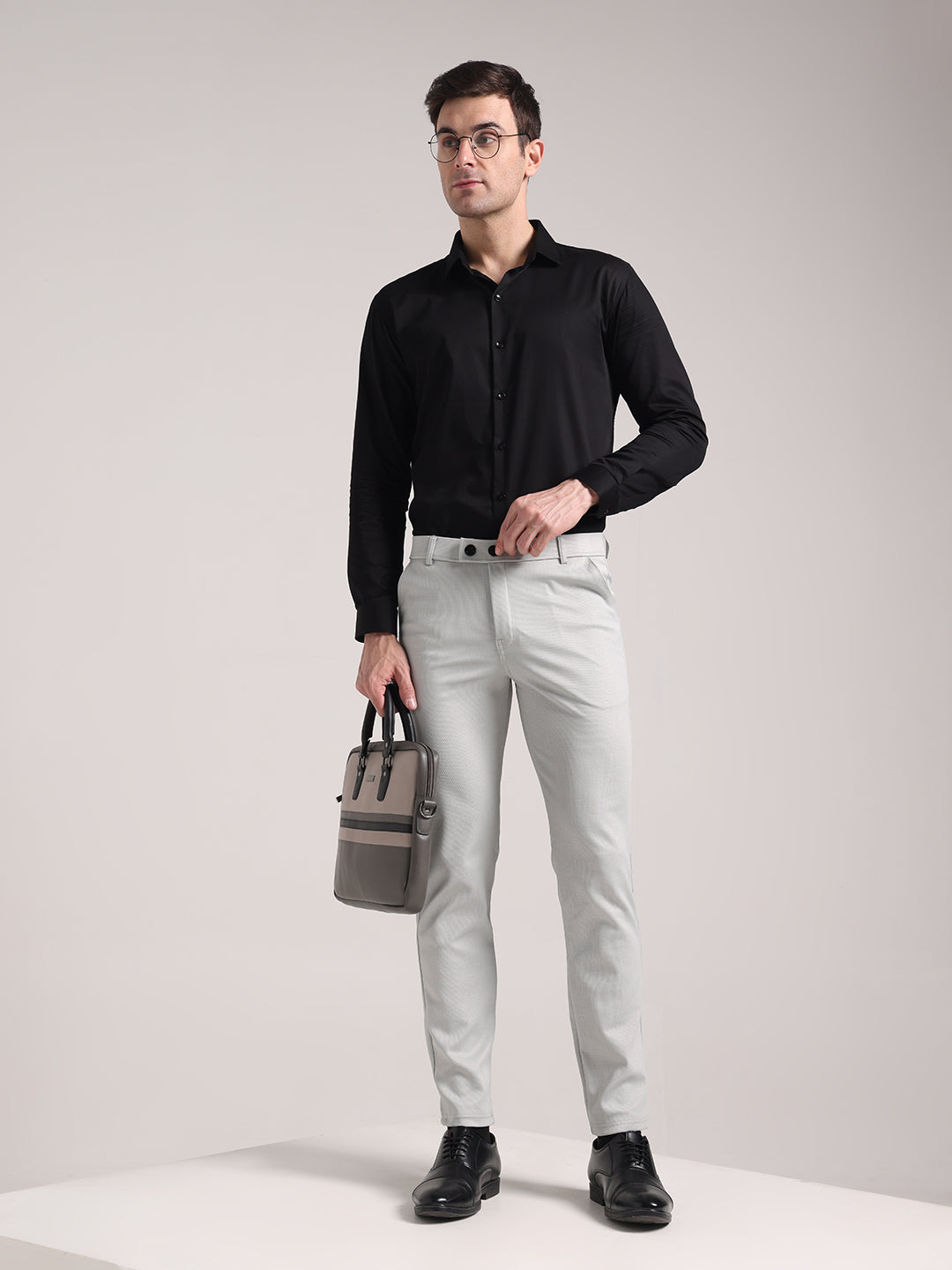 Men's Pale Grey Soft Lycra Trouser