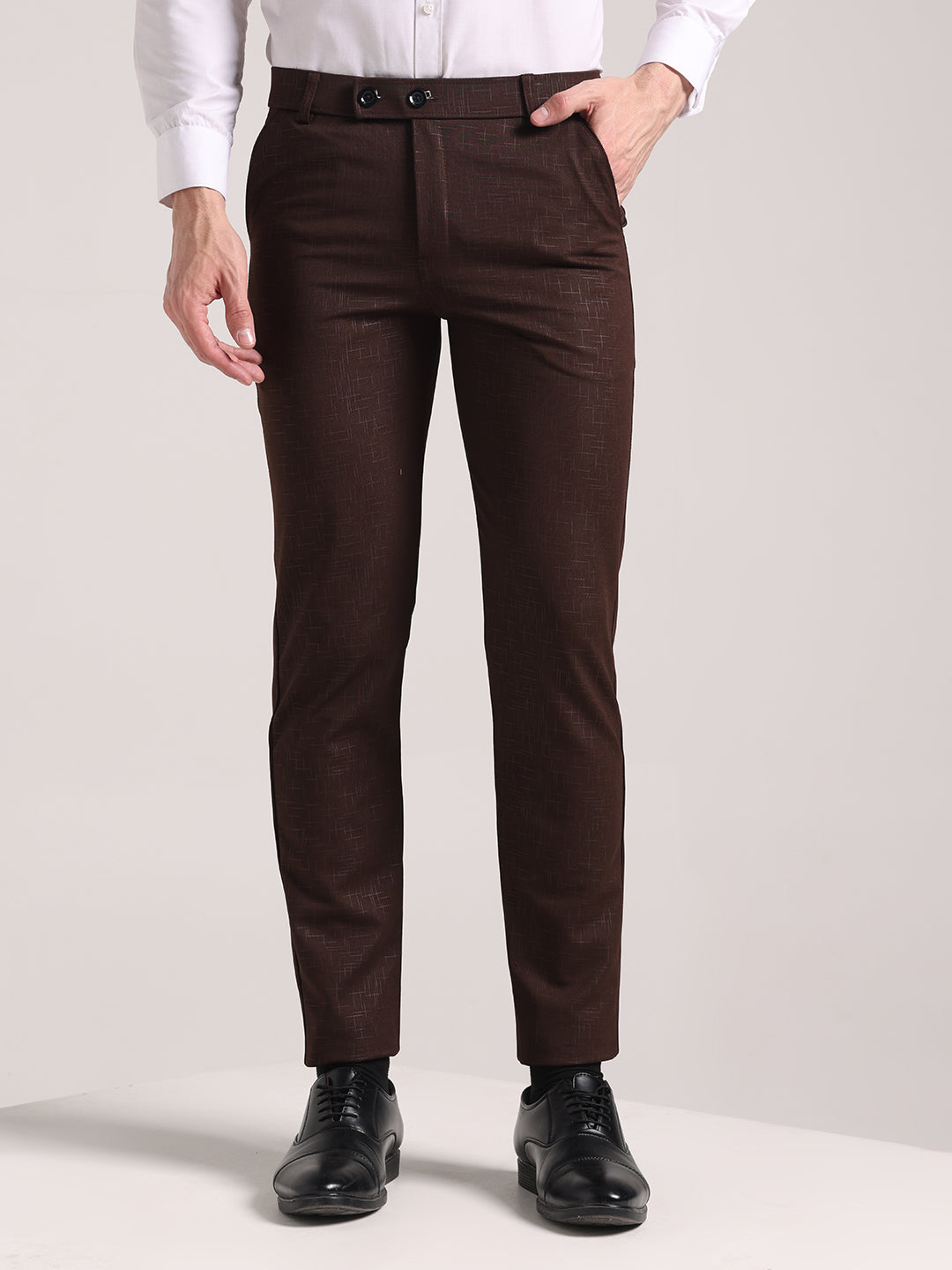 Men's Brown Soft Lycra Trouser