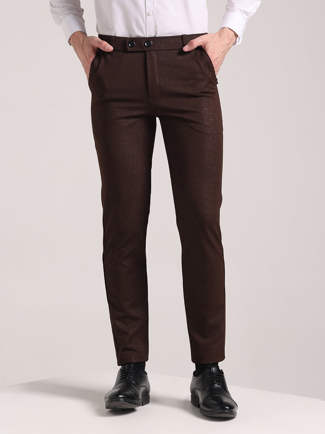 Men's Brown Soft Lycra Trouser