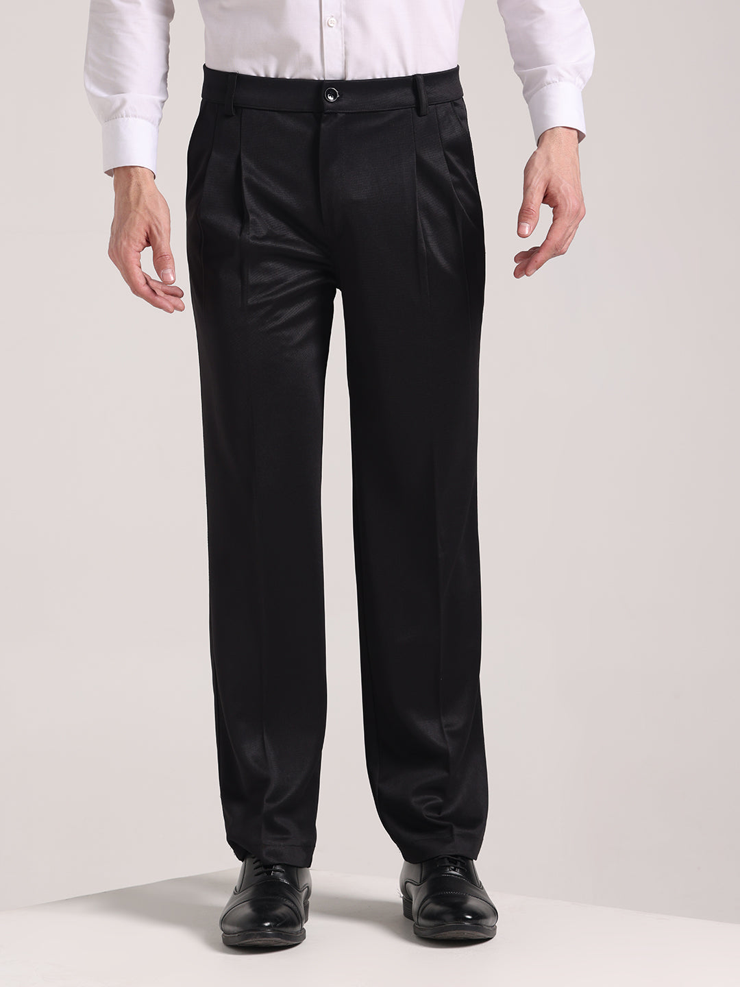 Men's Graphite Black Loose-Fit Korean Trouser
