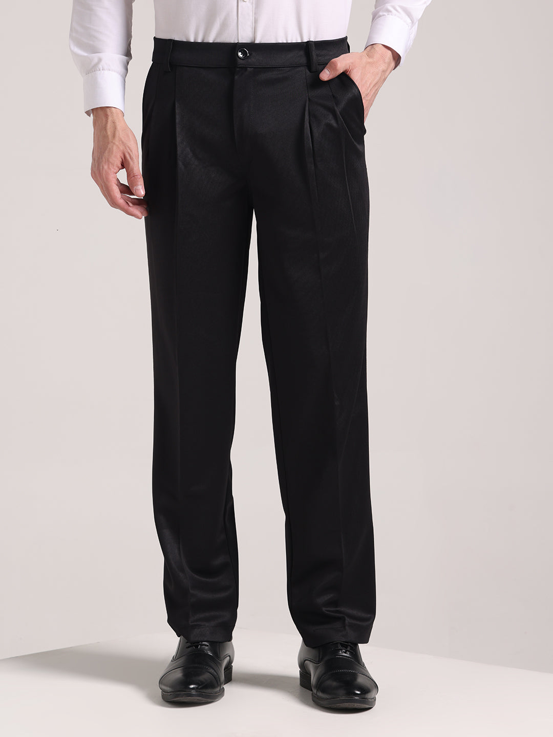 Men's Graphite Black Loose-Fit Korean Trouser