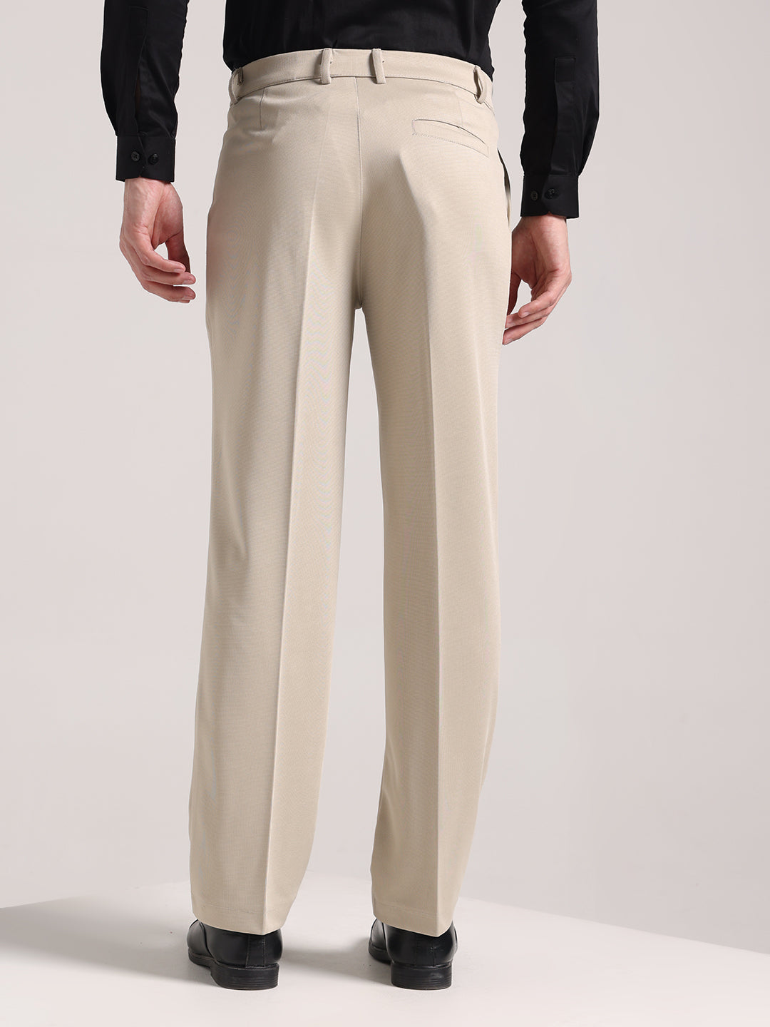 Men's Pastel Cream Loose-Fit Korean Trouser