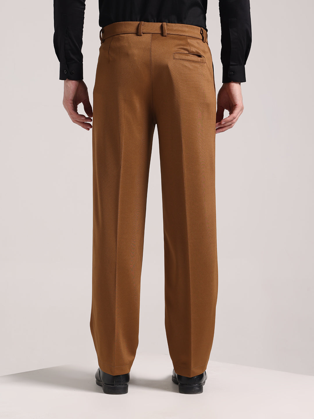 Men's Gold Brown Loose-Fit Korean Trouser