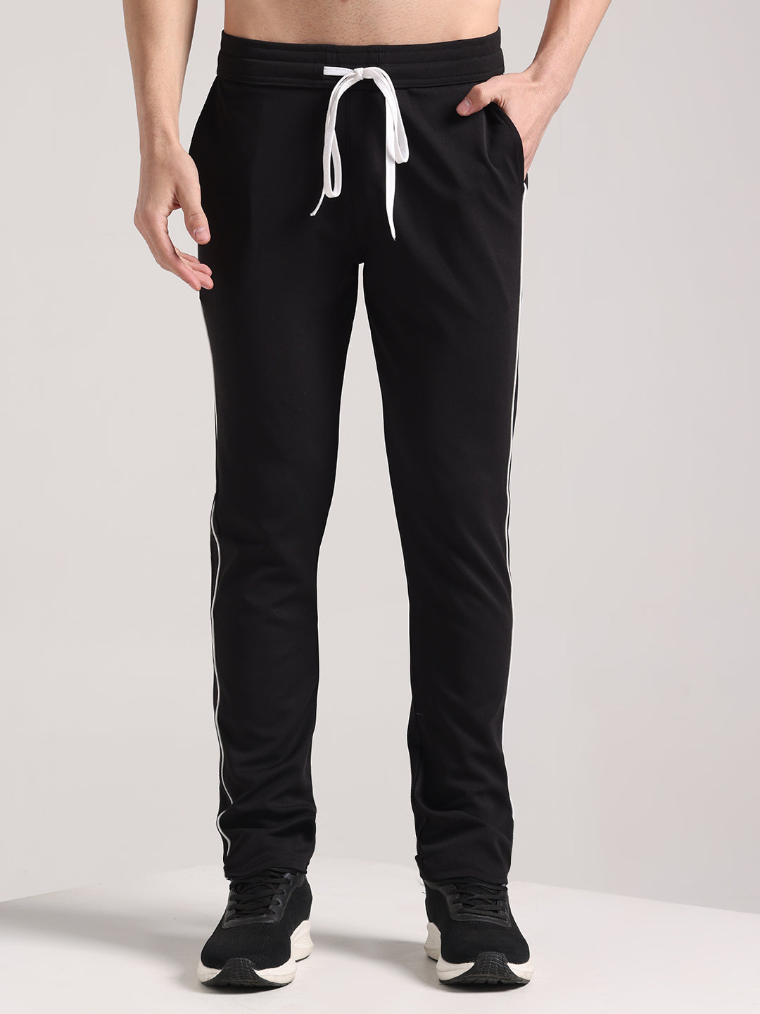 Men's Black Lycra Chinos Loose-Fit Track Pants
