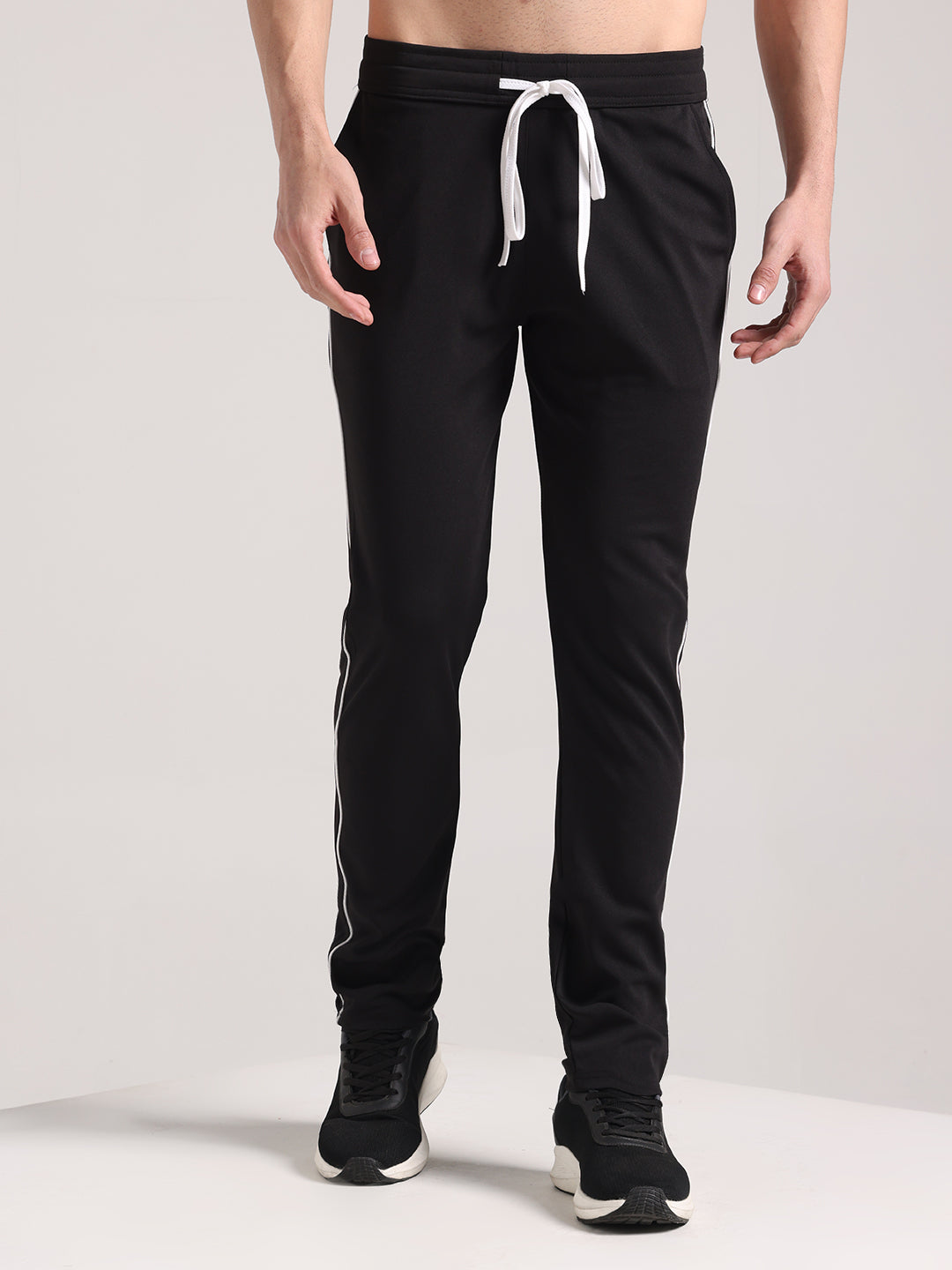Men's Black Lycra Chinos Loose-Fit Track Pants