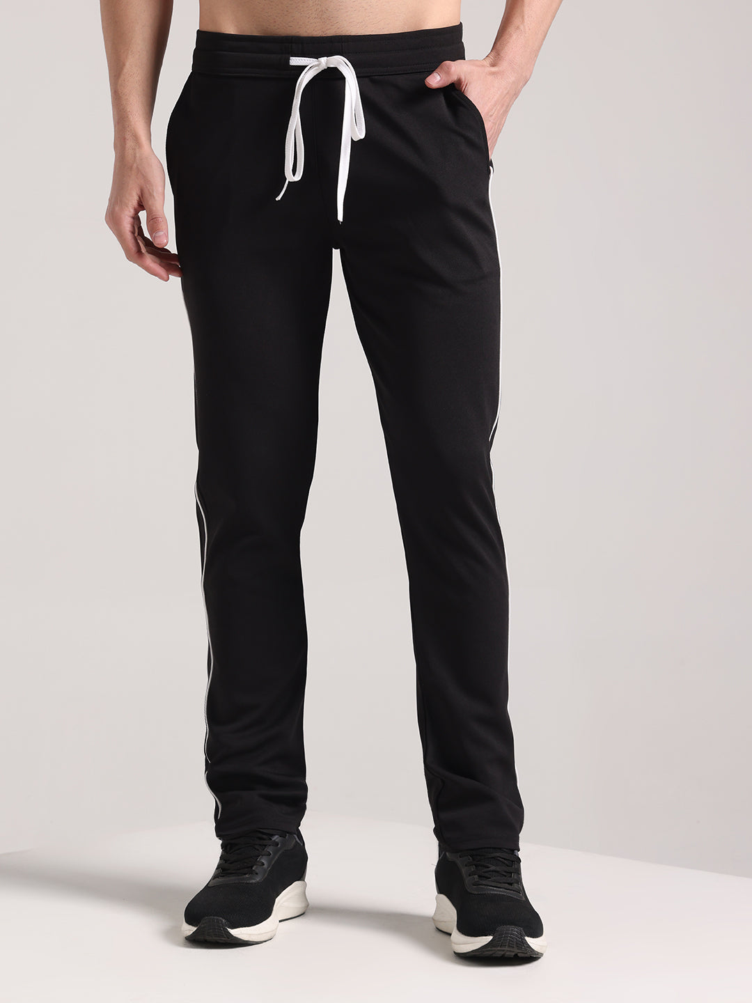 Men's Black Lycra Chinos Loose-Fit Track Pants