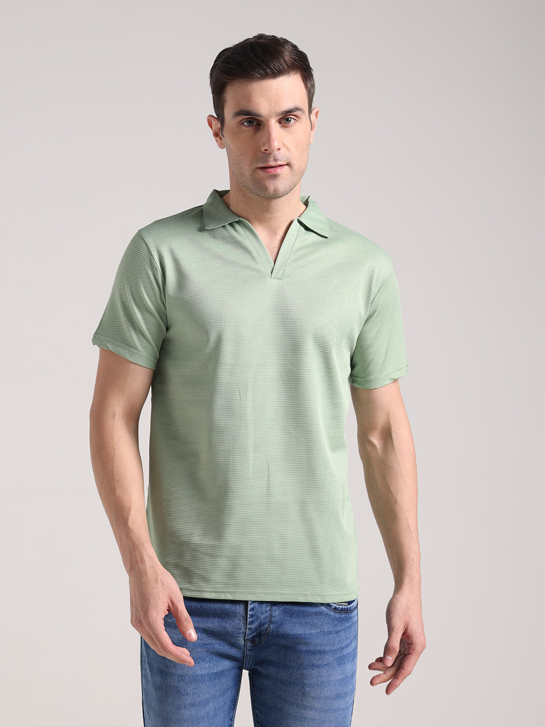 Men's Pastel Green Half Sleeve Polo T-Shirt
