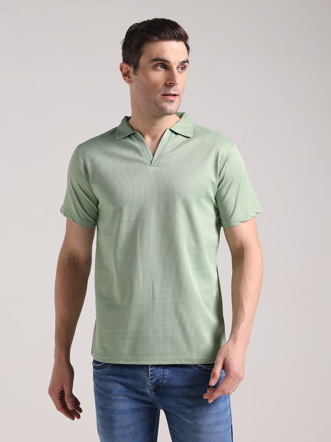 Men's Pastel Green Half Sleeve Polo T-Shirt