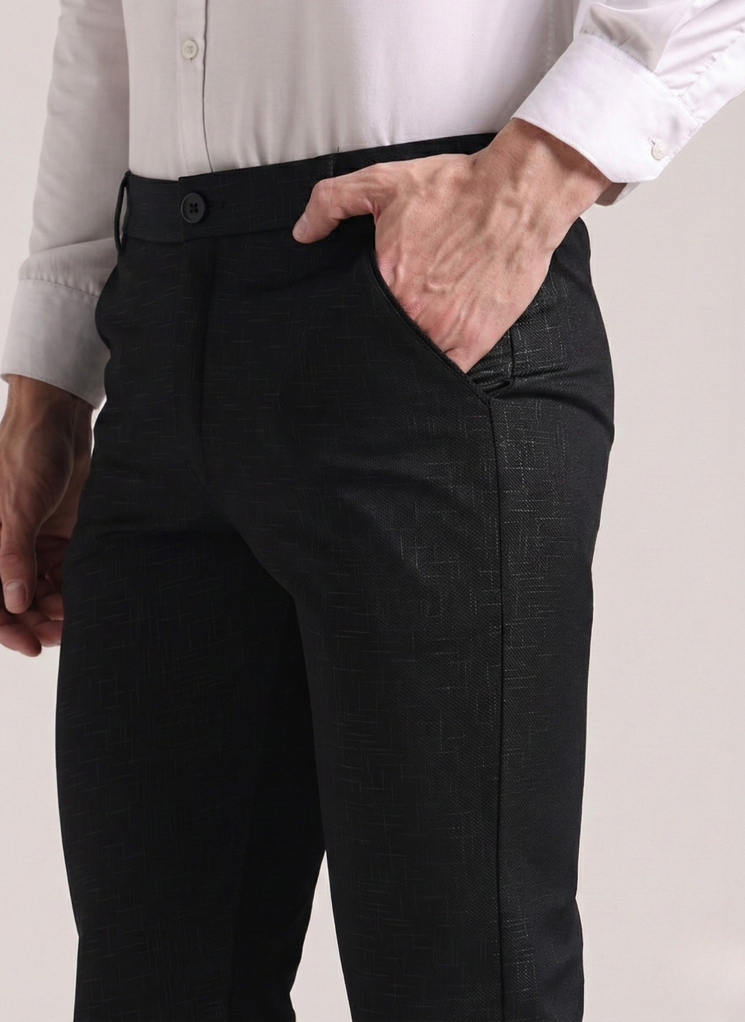 Men's Black Soft Lycra Trouser