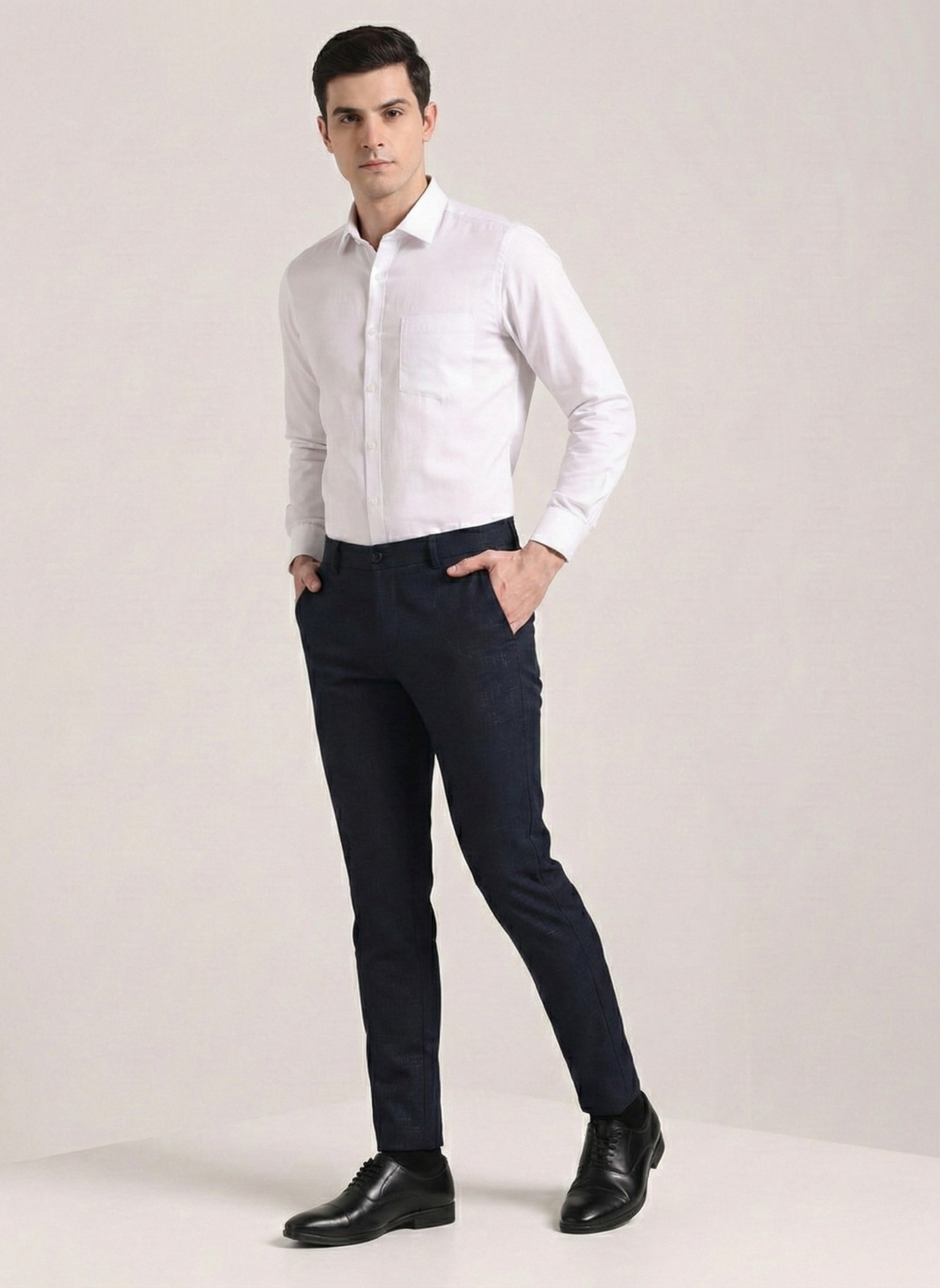 Men's Steel Blue Soft Lycra Trouser