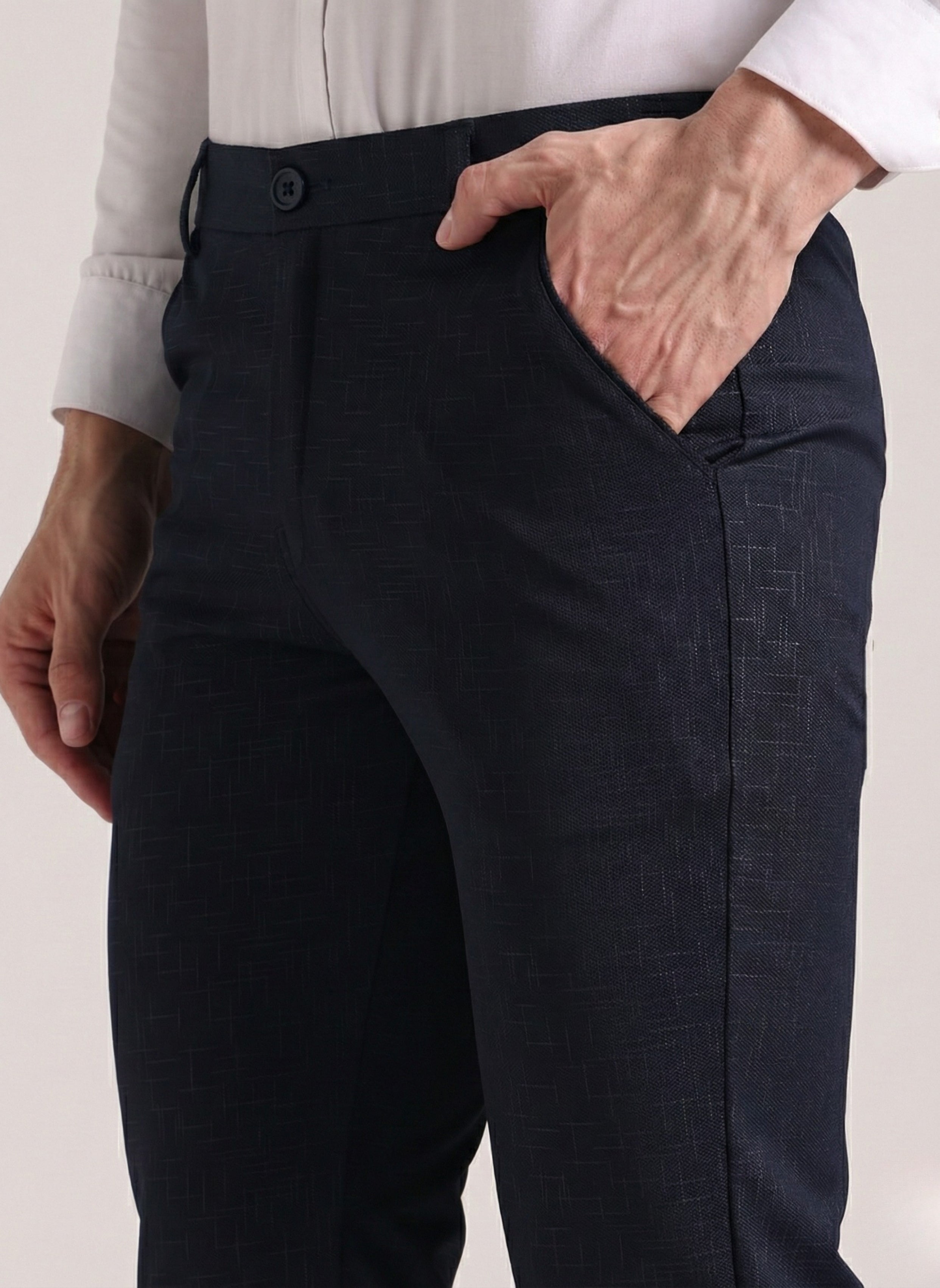 Men's Steel Blue Soft Lycra Trouser