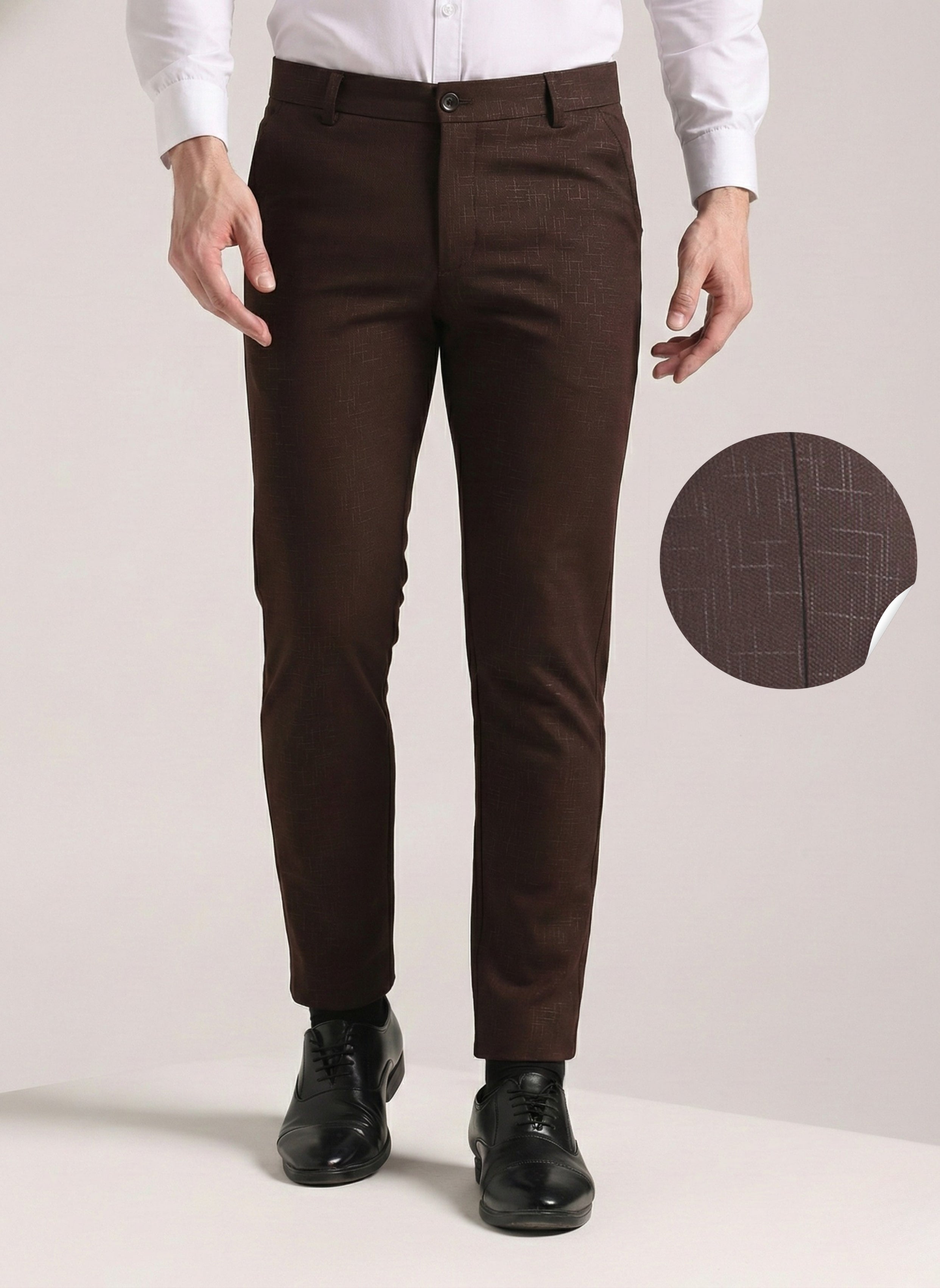 Men's Brown Soft Lycra Trouser