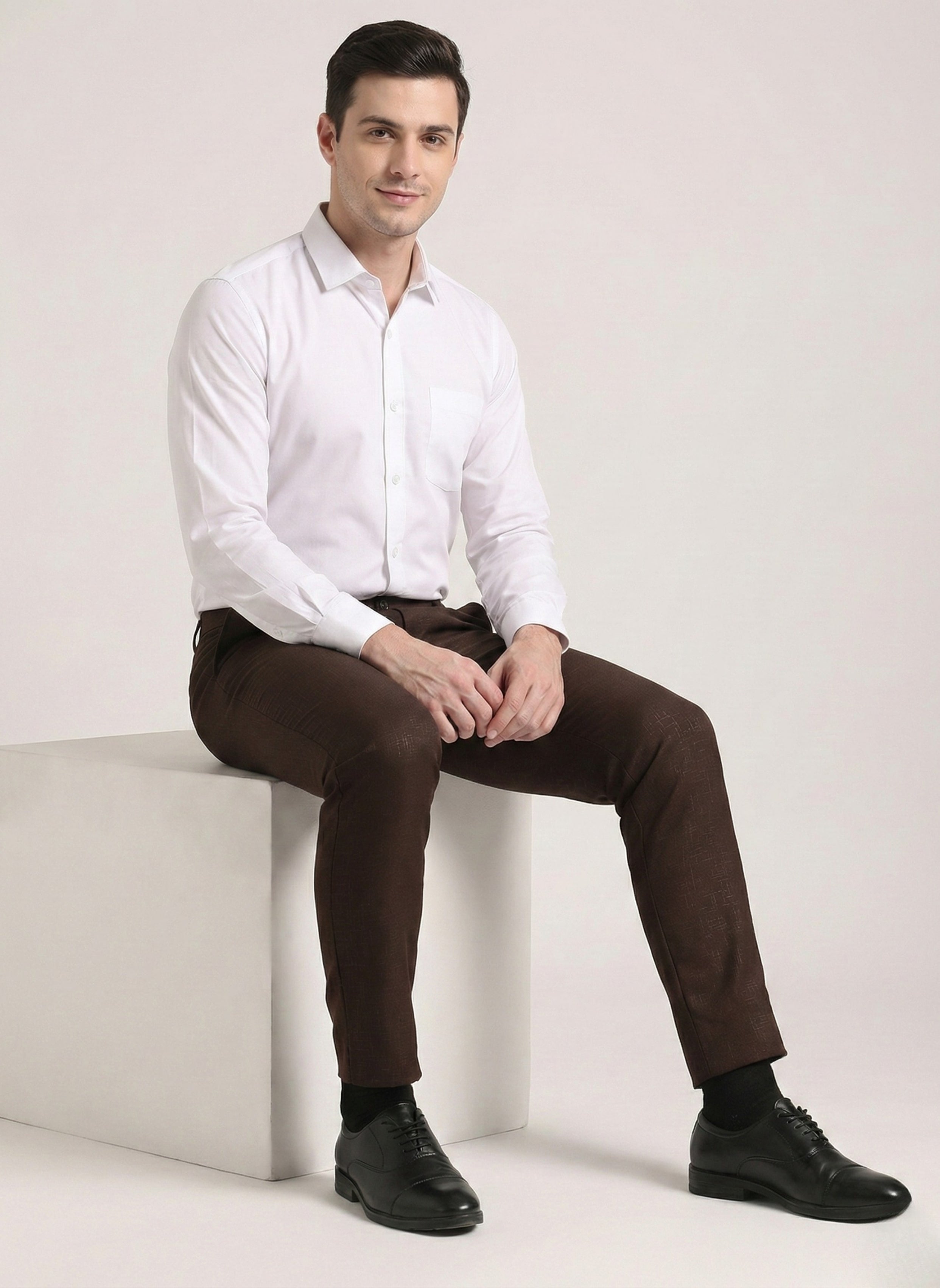 Men's Brown Soft Lycra Trouser