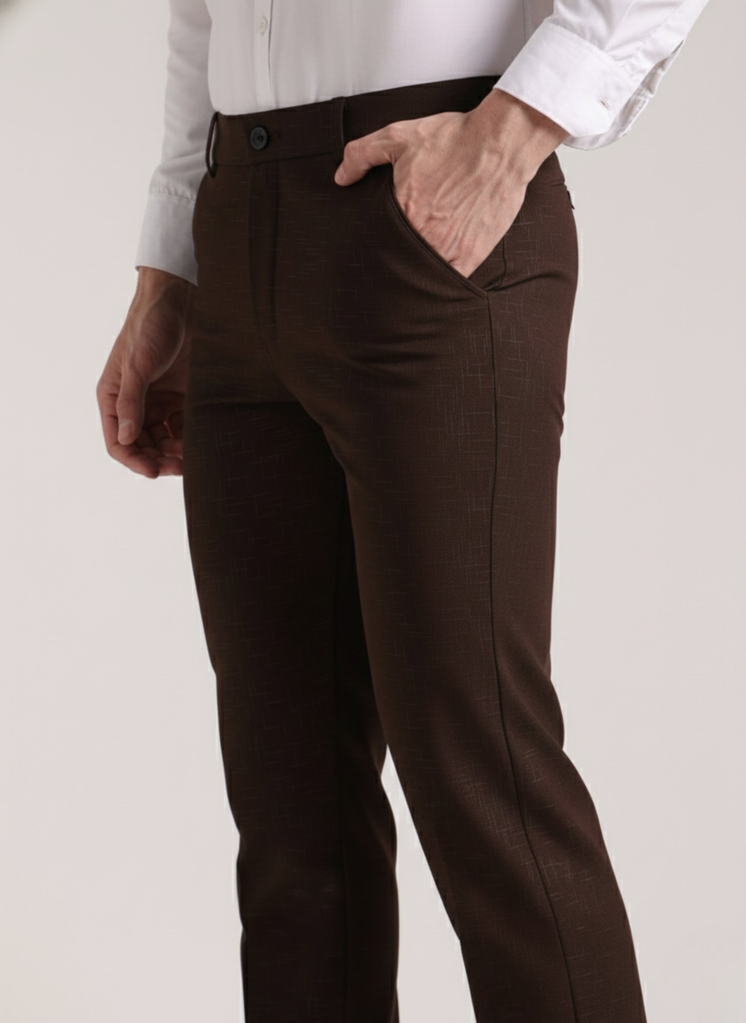 Men's Brown Soft Lycra Trouser