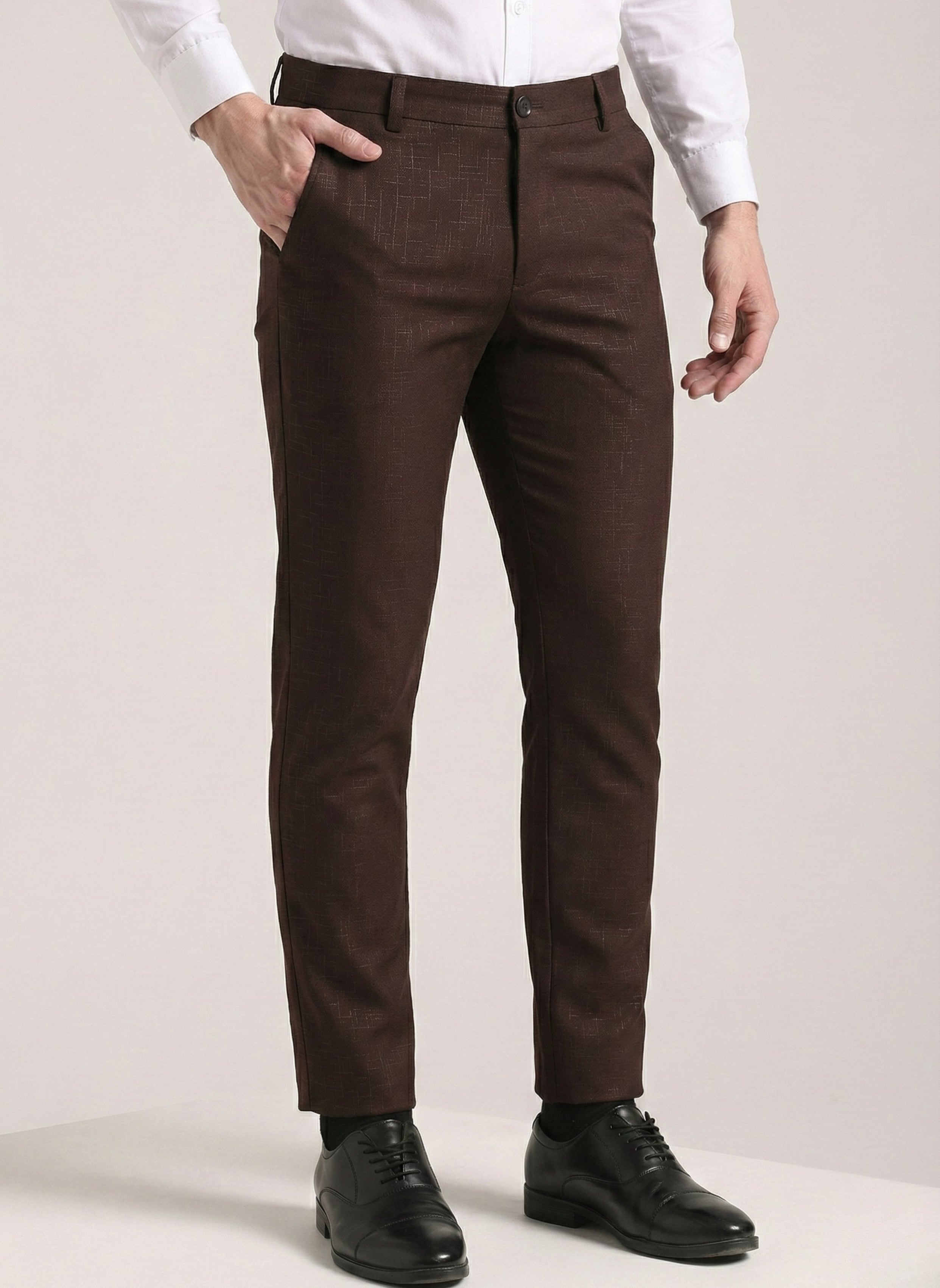 Men's Brown Soft Lycra Trouser