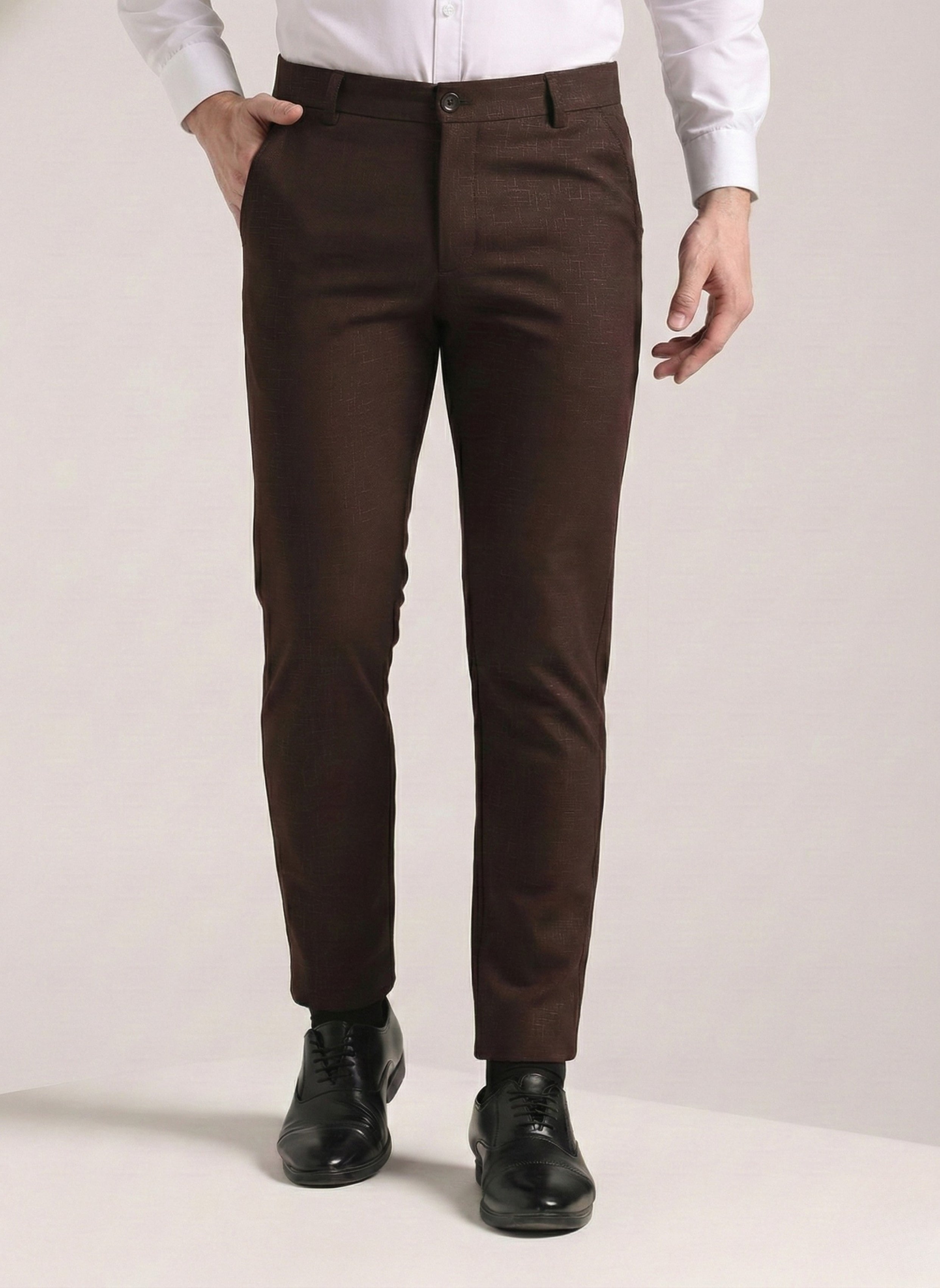 Men's Brown Soft Lycra Trouser