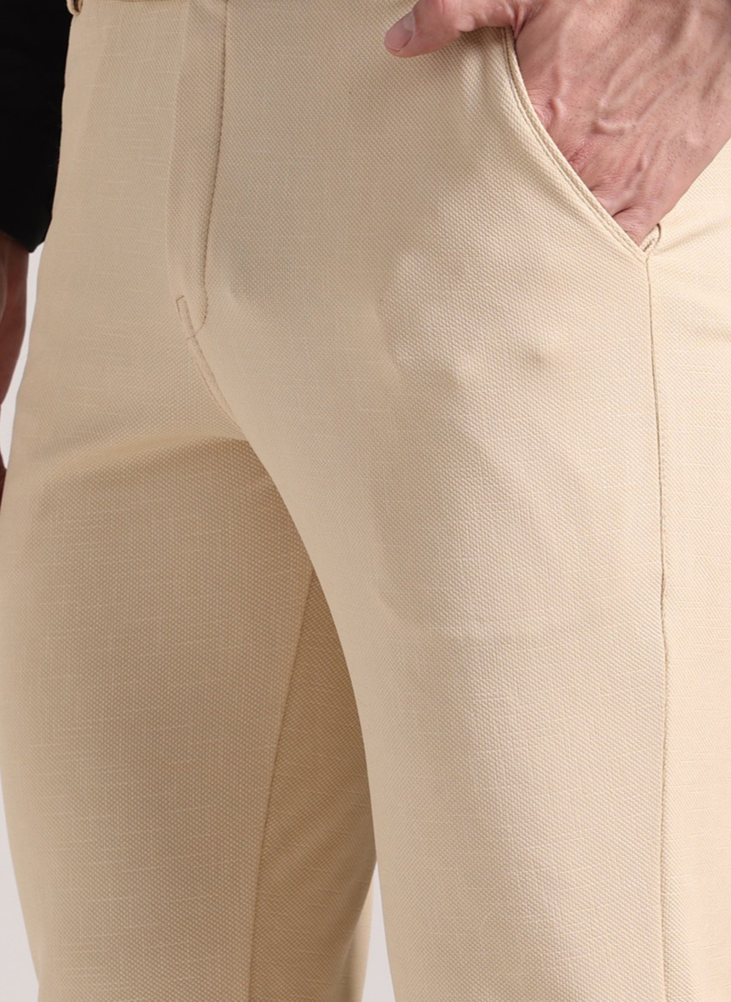 Men's Cream Soft Lycra Trouser