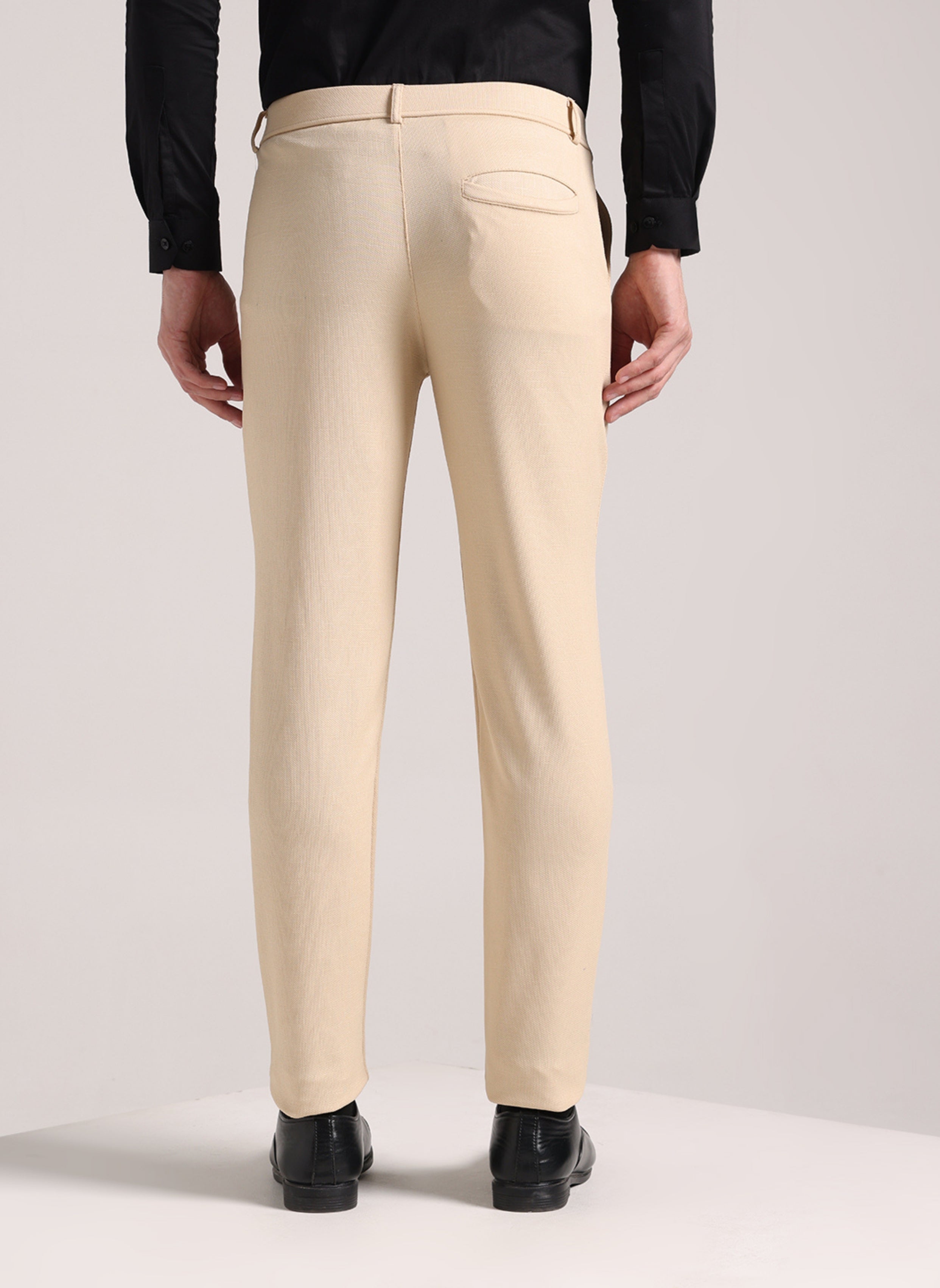Men's Cream Soft Lycra Trouser