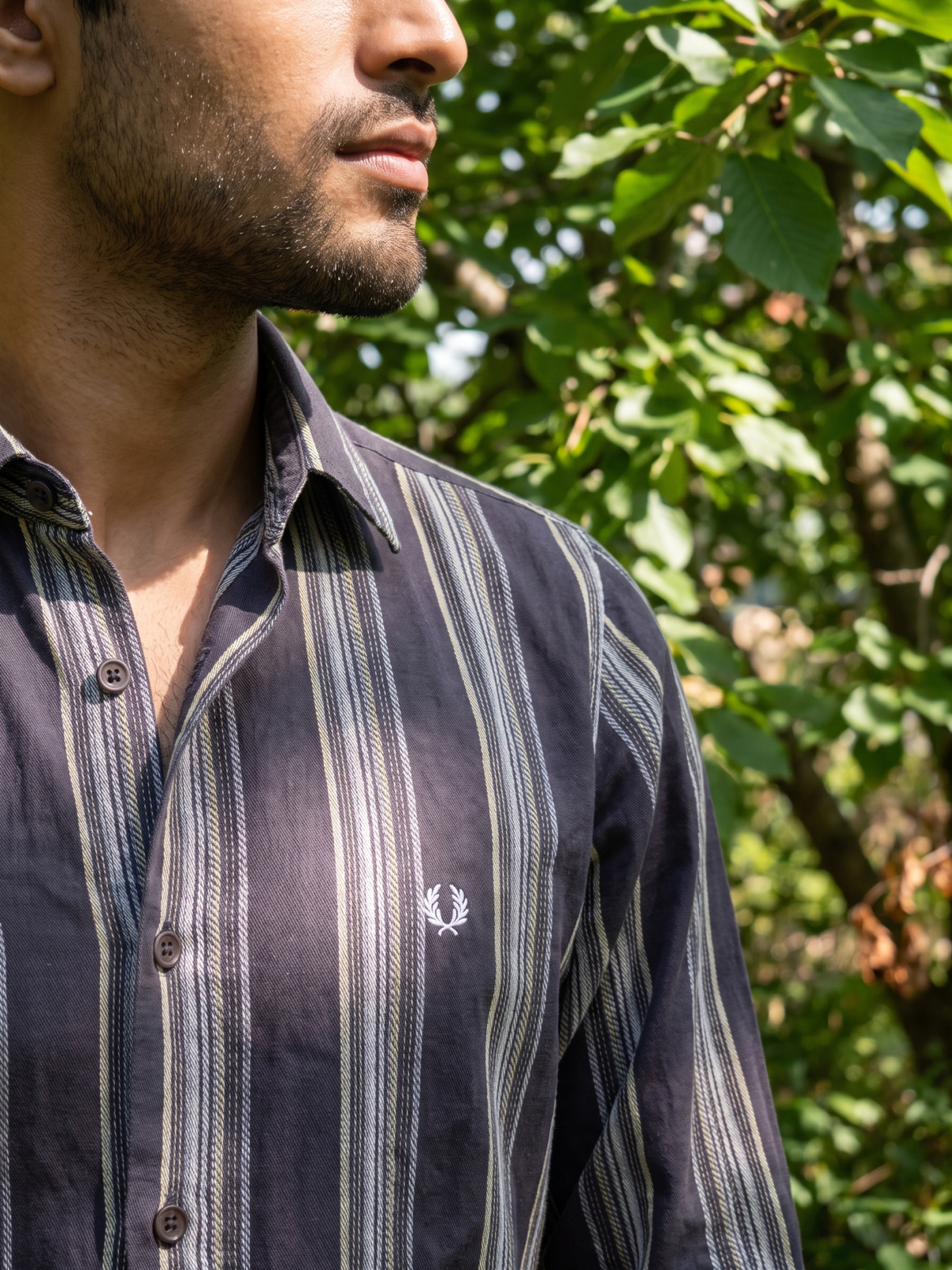 Men’s Vertical Stripe Casual Shirt – Navy