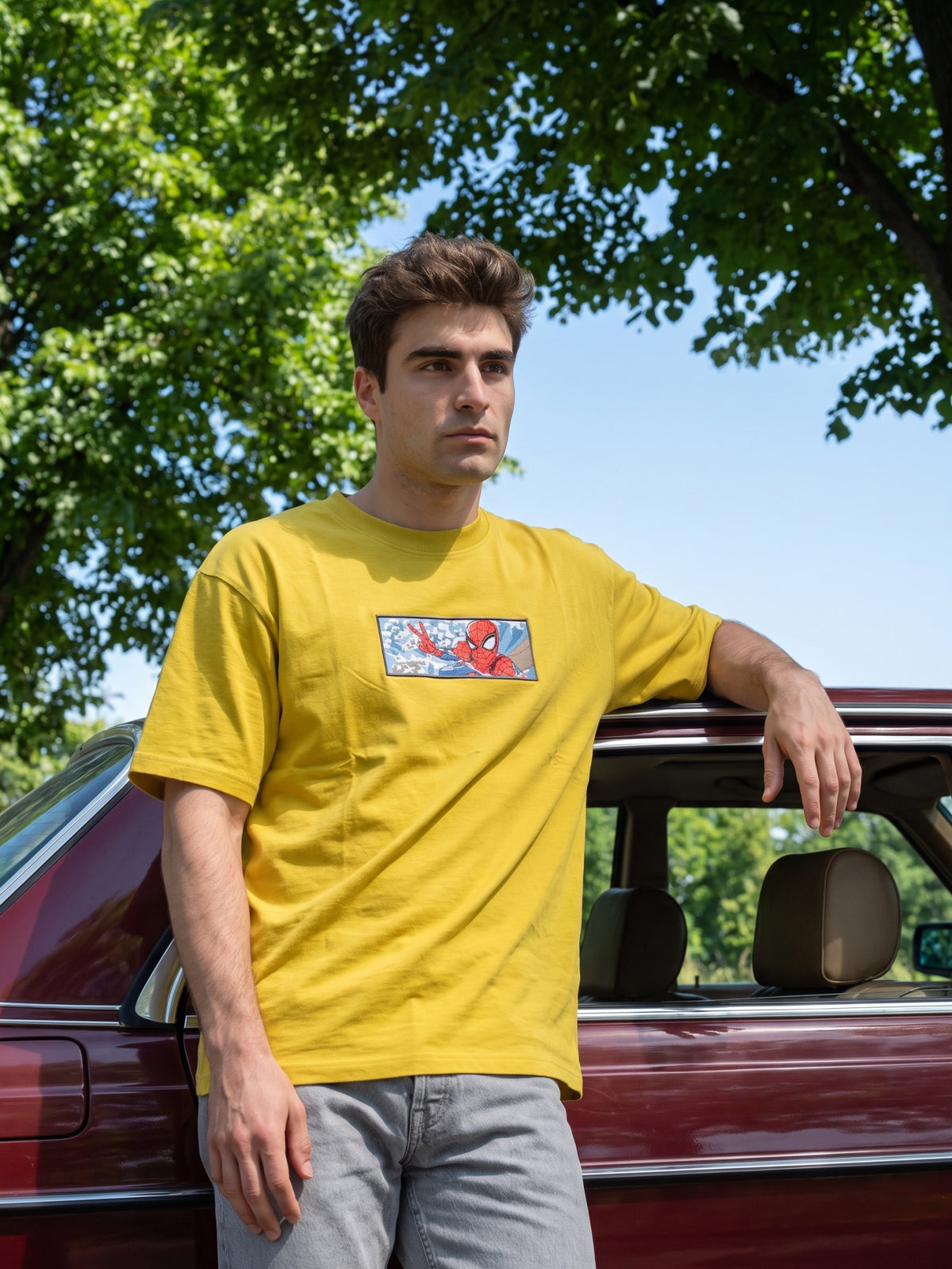 Men’s Premium Graphic Patch Oversized T-Shirt - Yellow