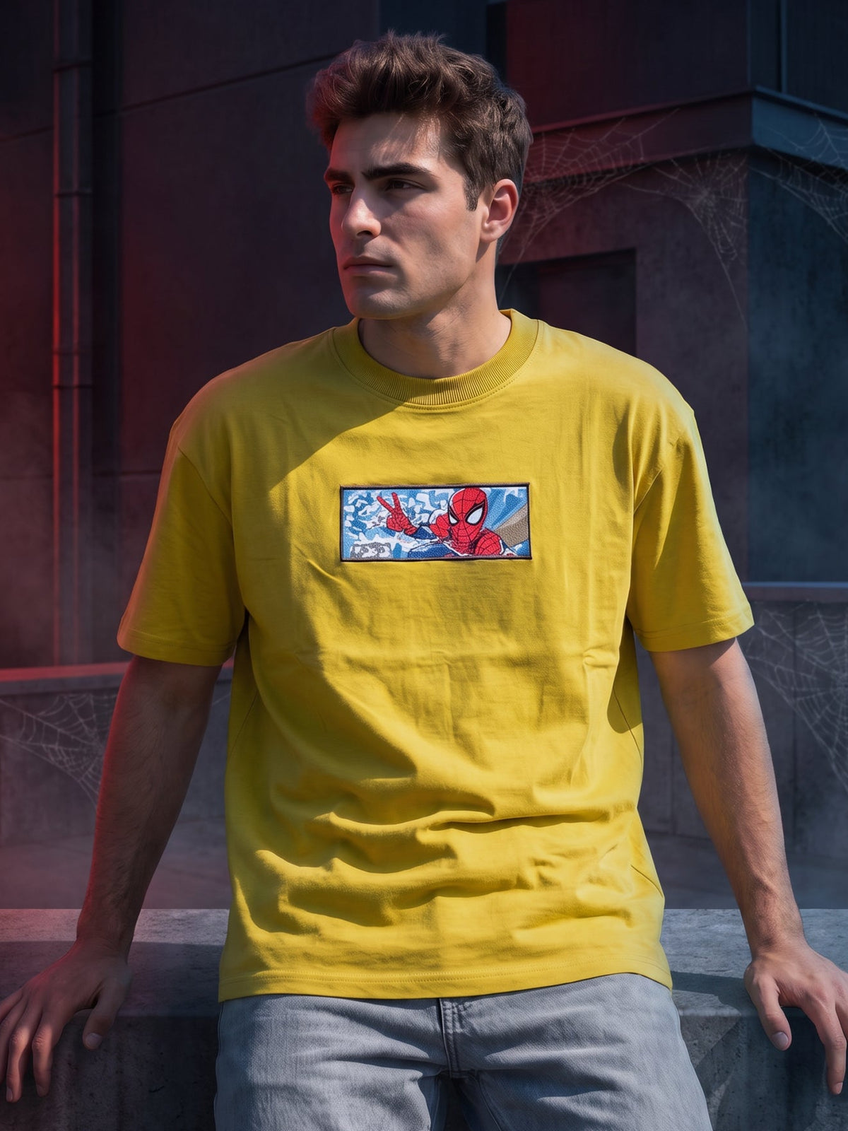 Men’s Premium Graphic Patch Oversized T-Shirt - Yellow