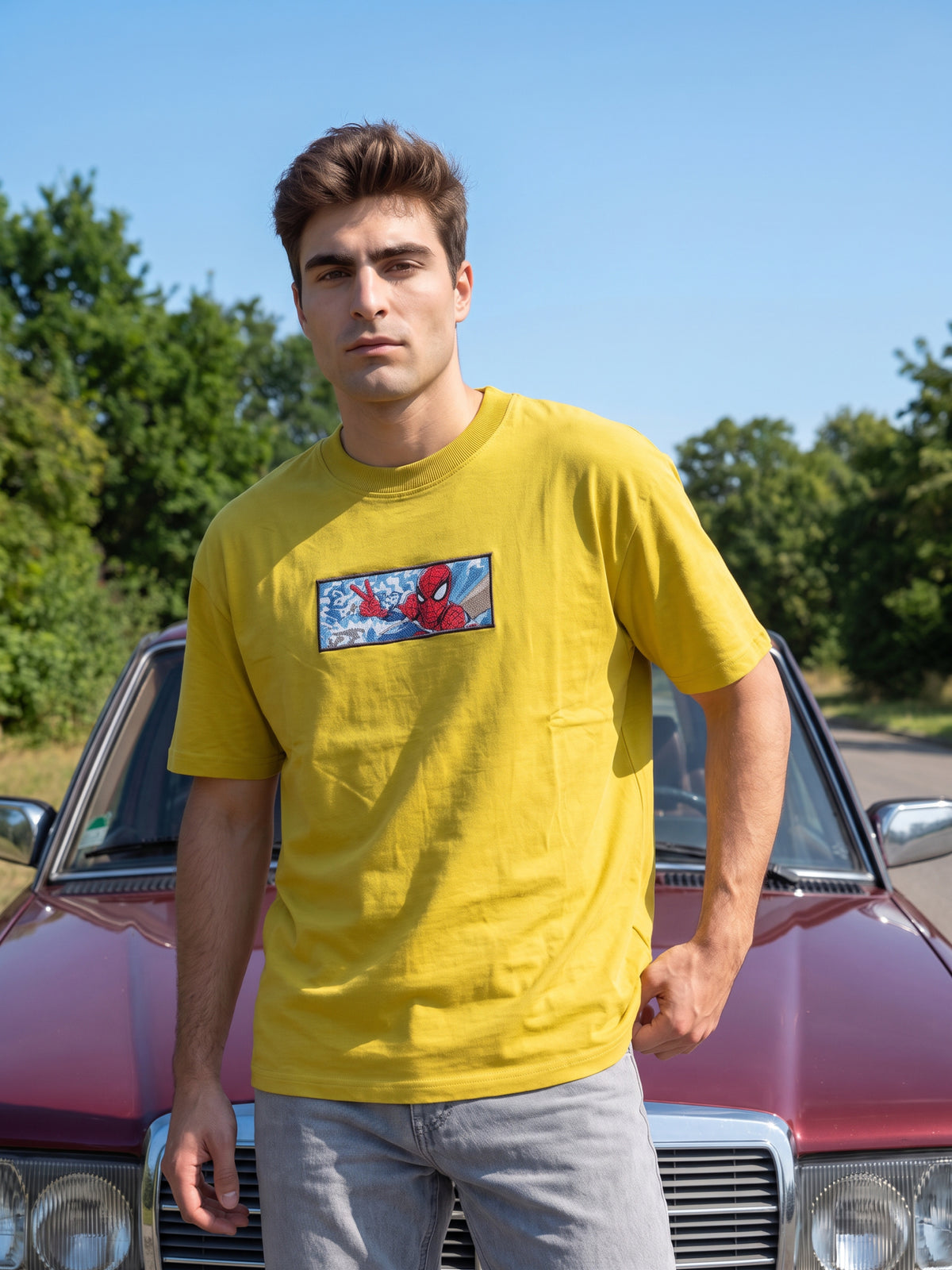Men’s Premium Graphic Patch Oversized T-Shirt - Yellow