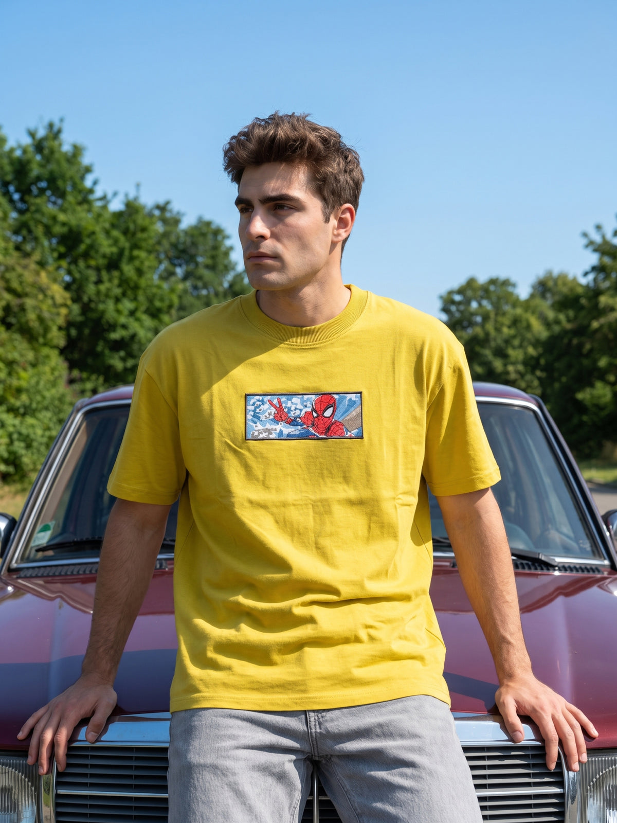 Men’s Premium Graphic Patch Oversized T-Shirt - Yellow