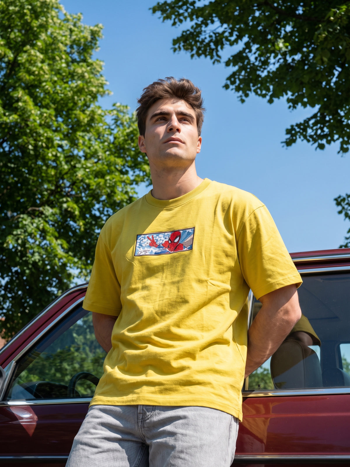 Men’s Premium Graphic Patch Oversized T-Shirt - Yellow