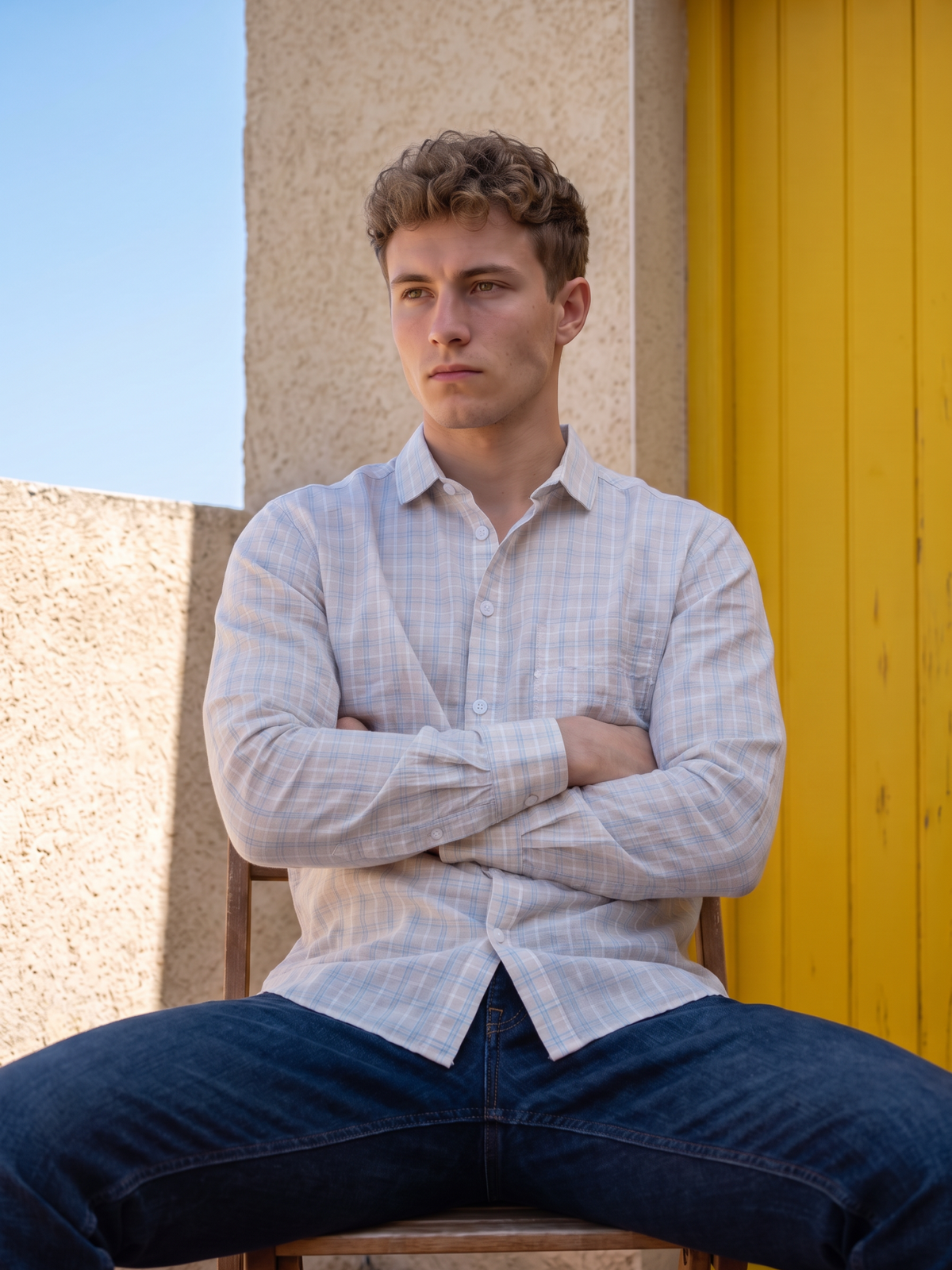 Men’s Checked Casual Shirt – Yellow
