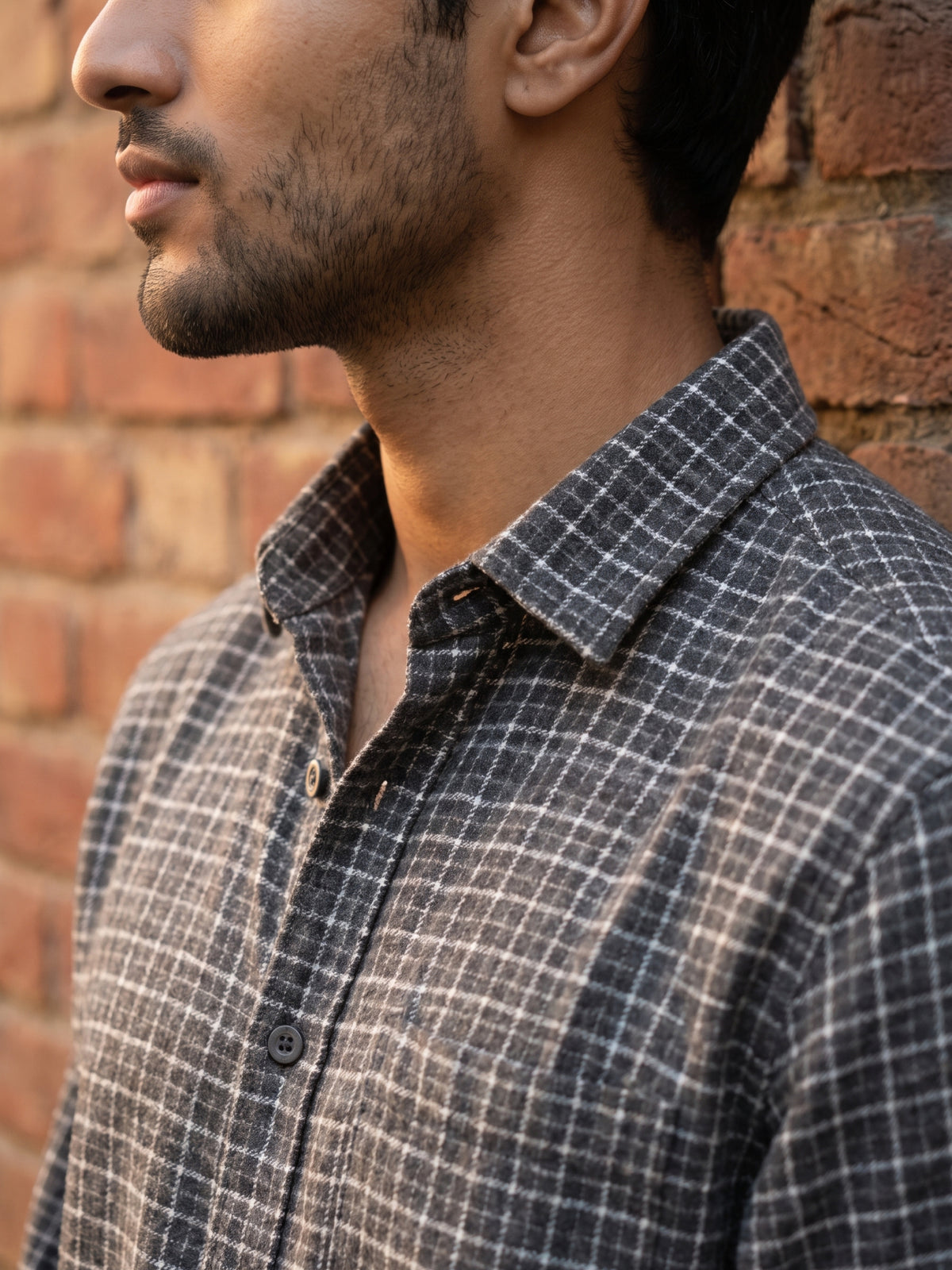Men's Black Premium Micro Checkered Shirt