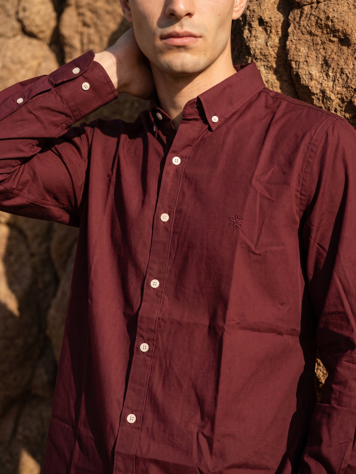 Men's Maroon Premium Solid Button-Down Casual Shirt