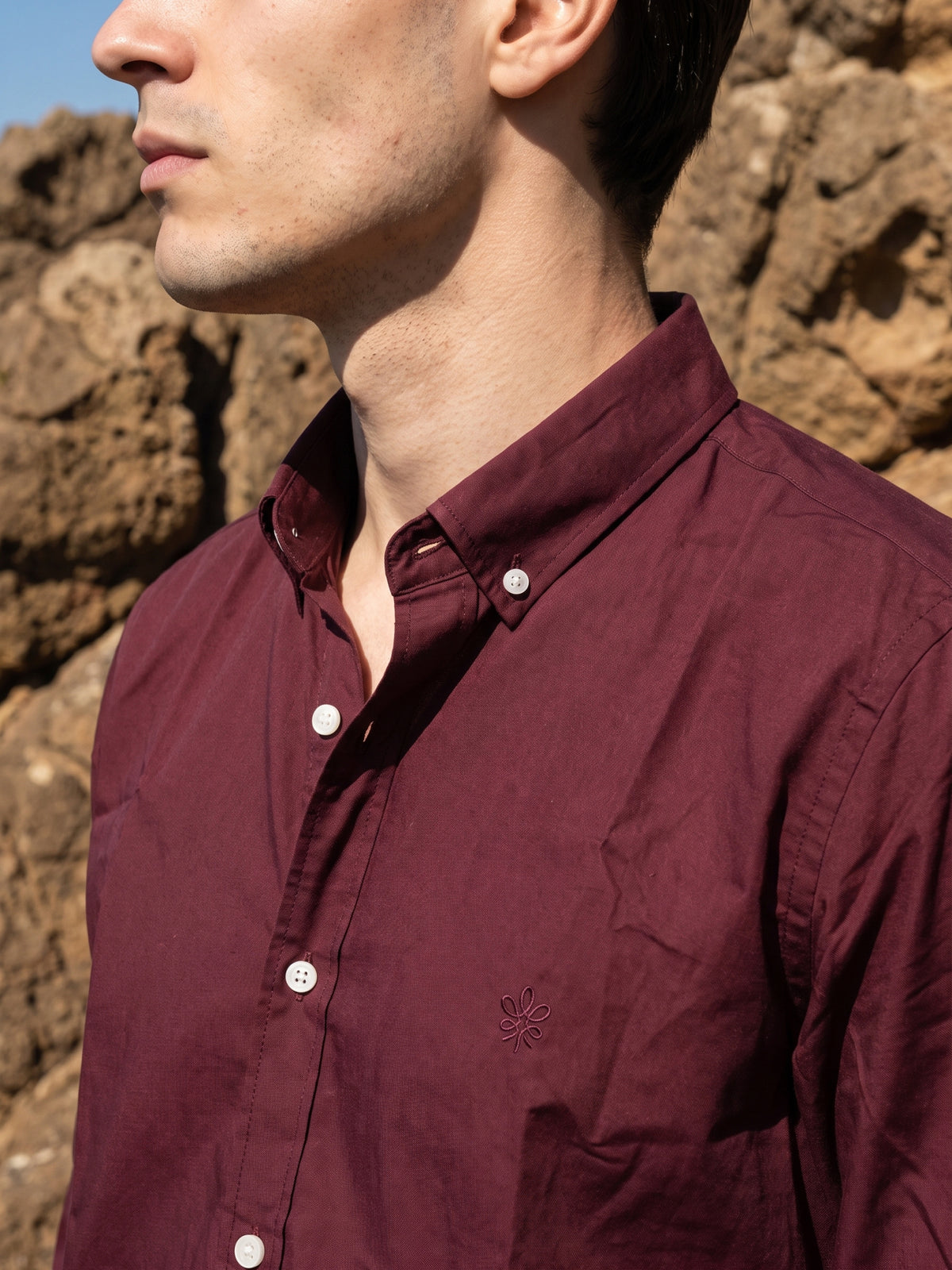 Men's Maroon Premium Solid Button-Down Casual Shirt
