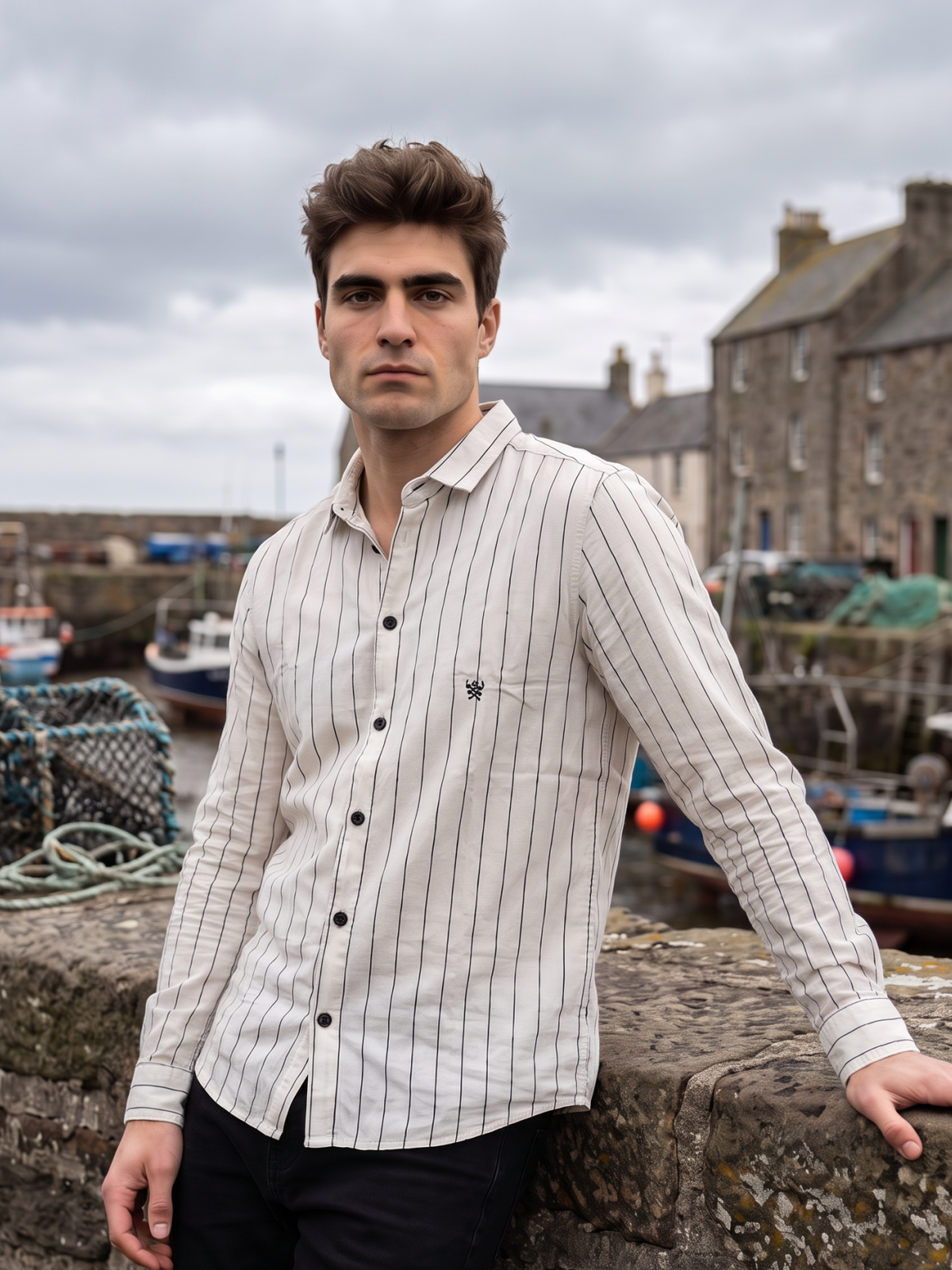 Men's White Pinstripe Shirt