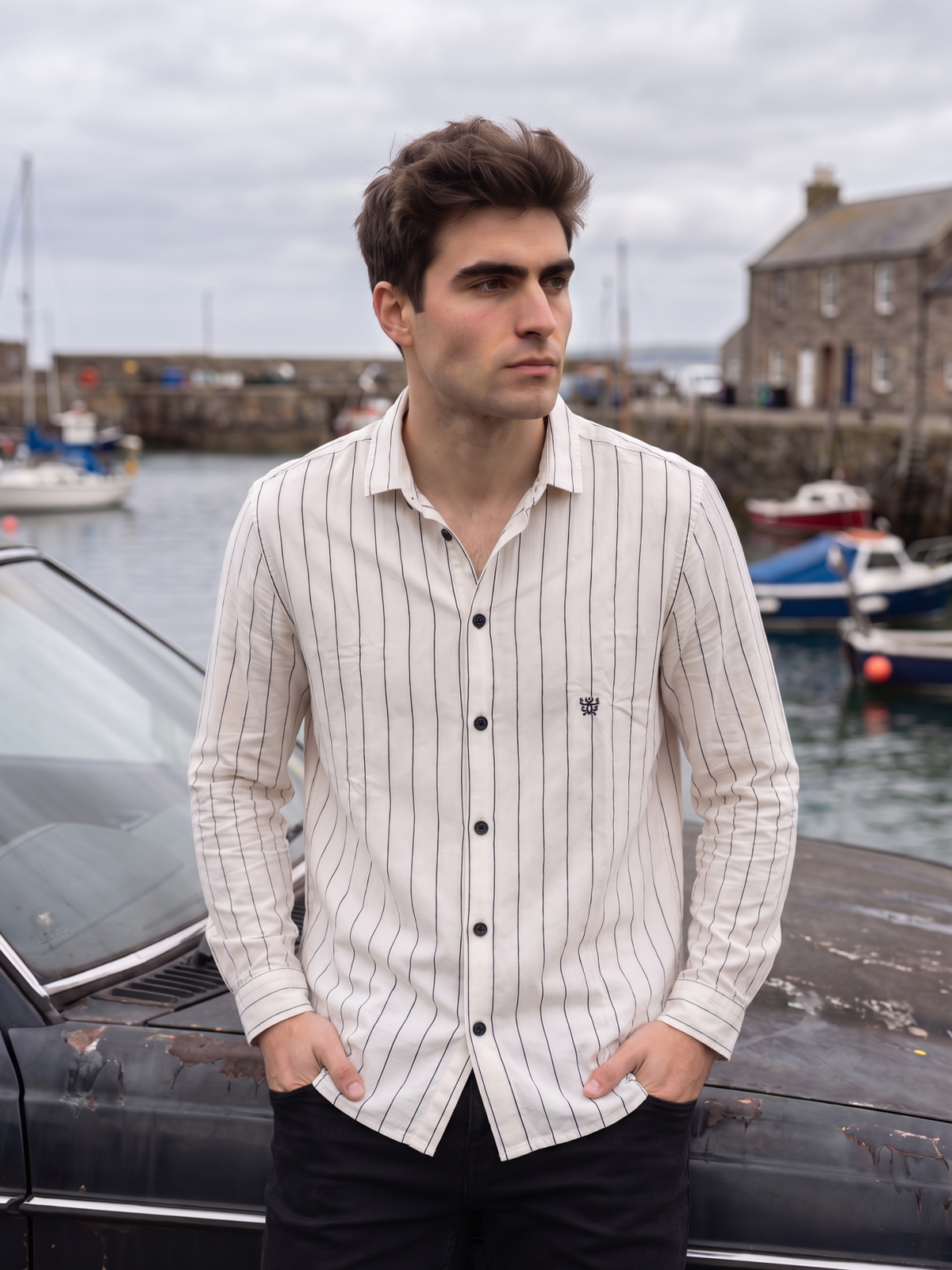 Men's White Pinstripe Shirt