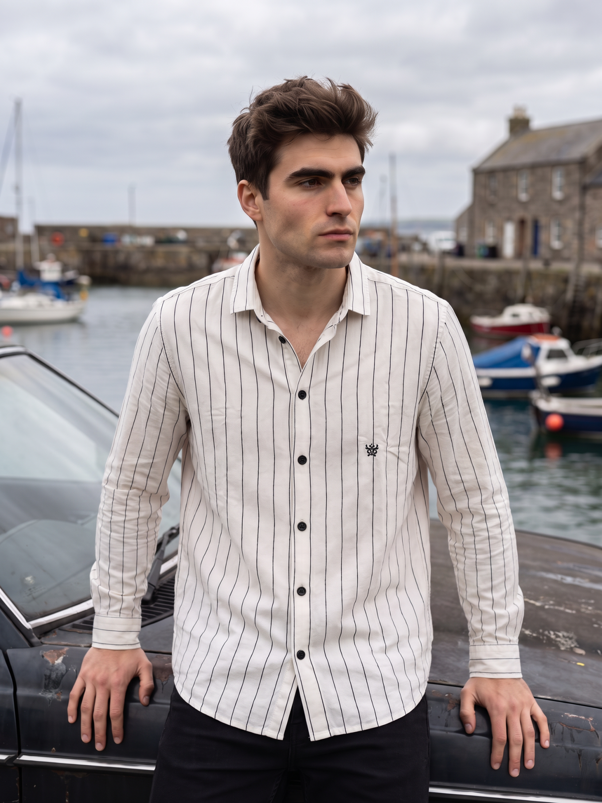 Men's White Pinstripe Shirt